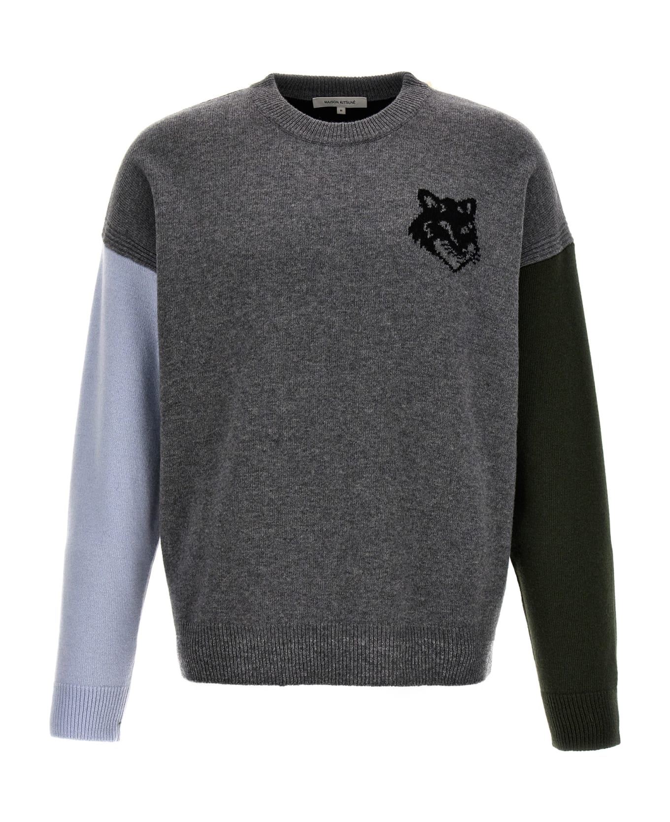Maison Kitsuné 'fox Head' Sweater - Grey Melange Black ニットウェア