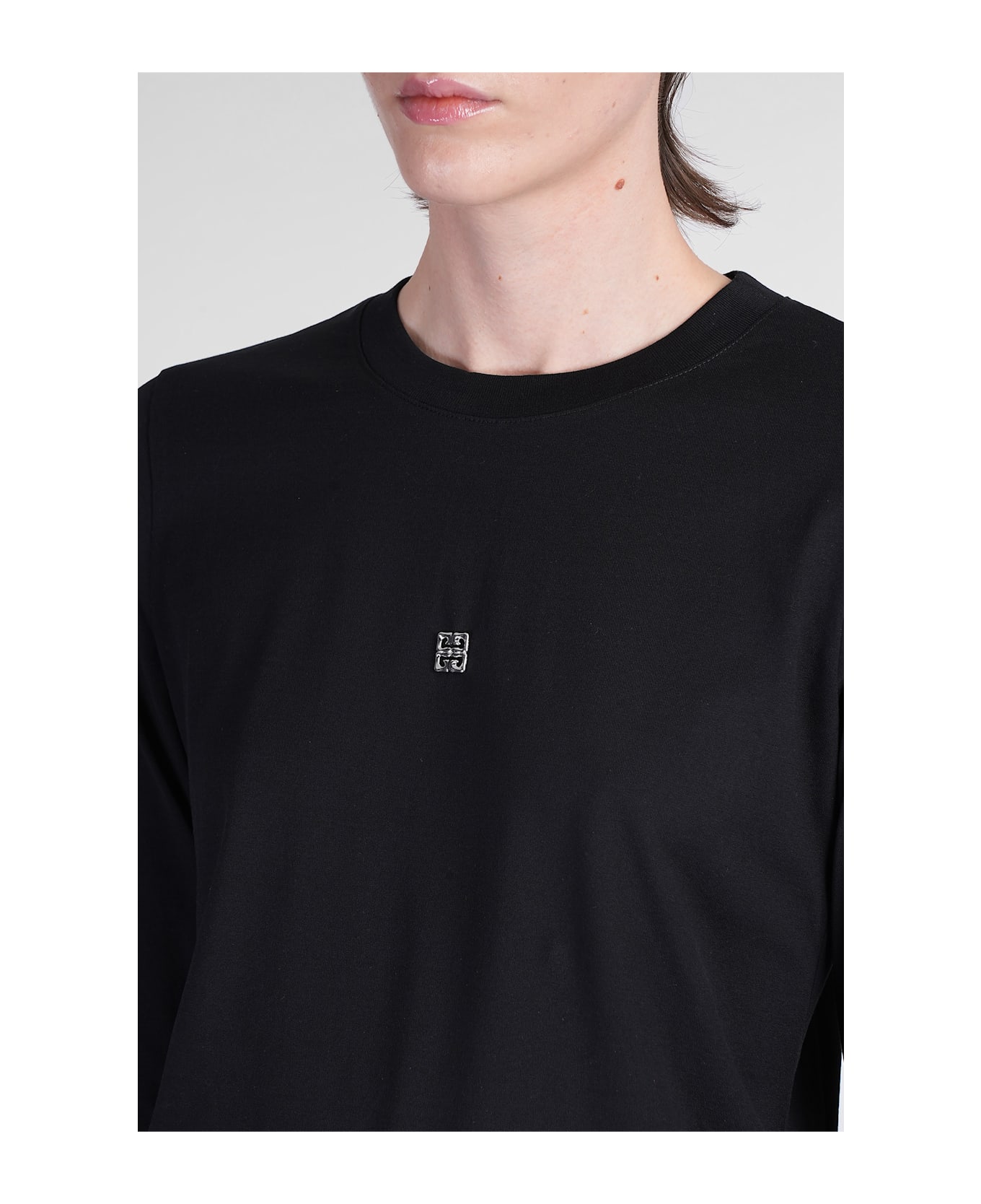 T-shirt In Black Cotton - Thumbnail 1