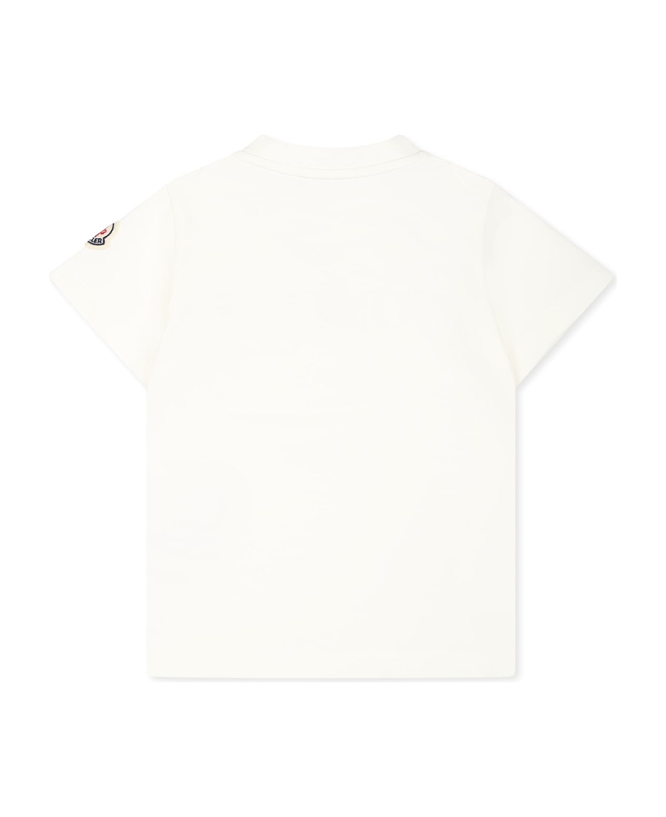 Moncler White T-shirt For Babykids With Logo - White