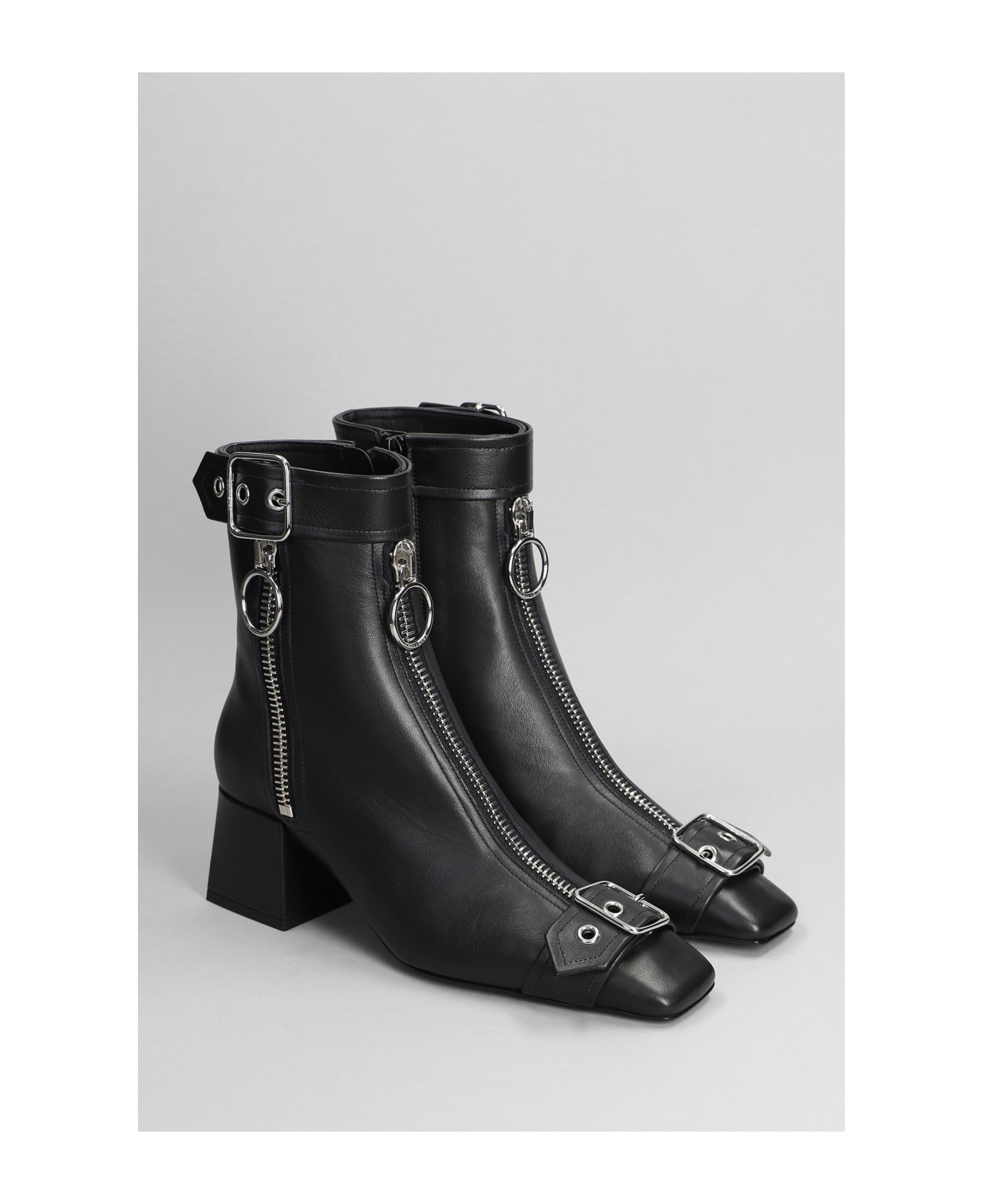 Courrèges Low Heels Ankle Boots In Black Leather - black
