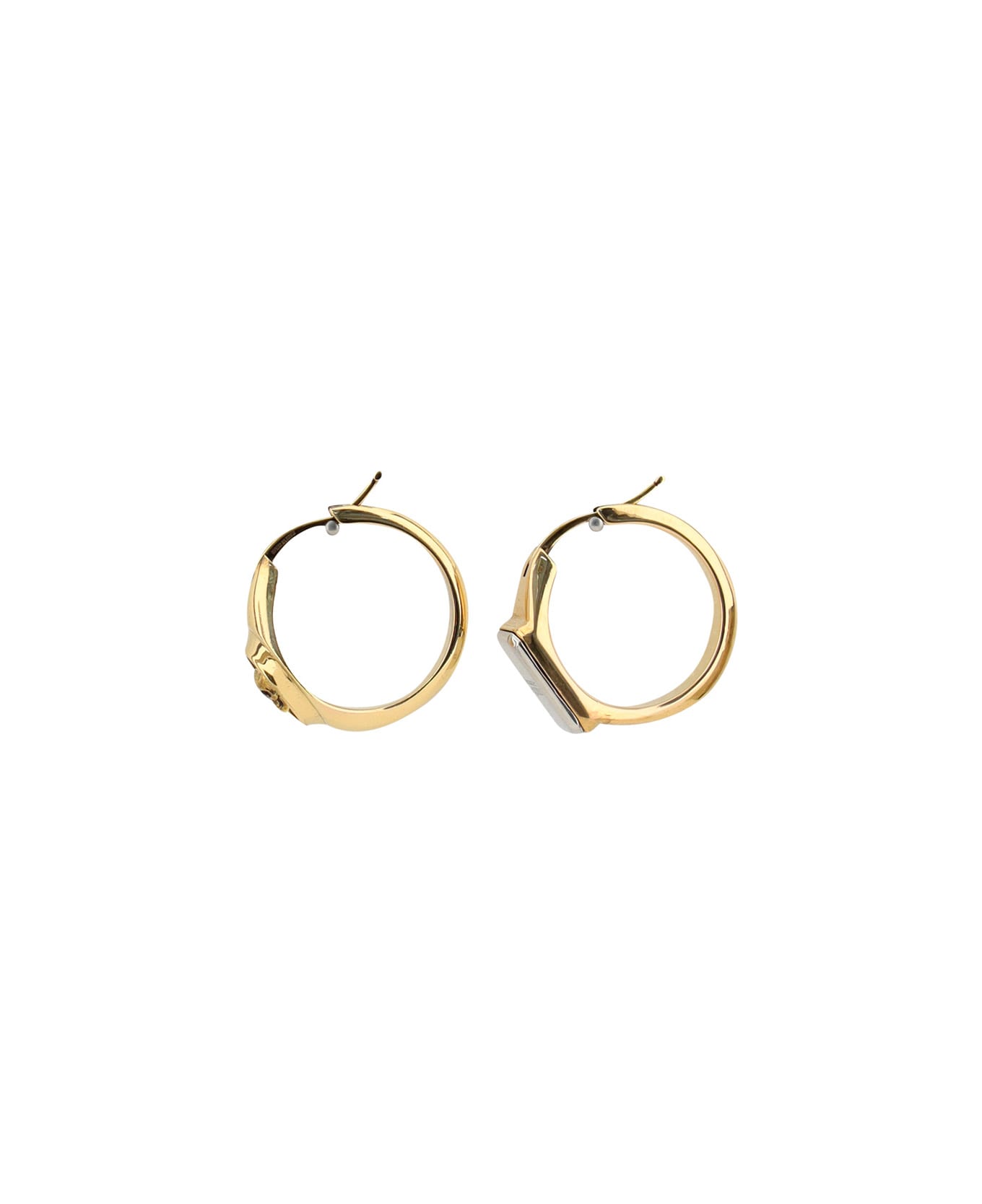 Alexander McQueen Hoops Earrings With Skull And Logo Engraved In Brass - 0446/0448