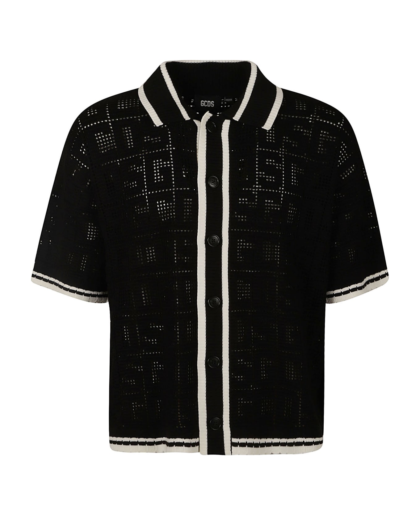 GCDS Monogram Macrame Knit T-shirt - Black シャツ