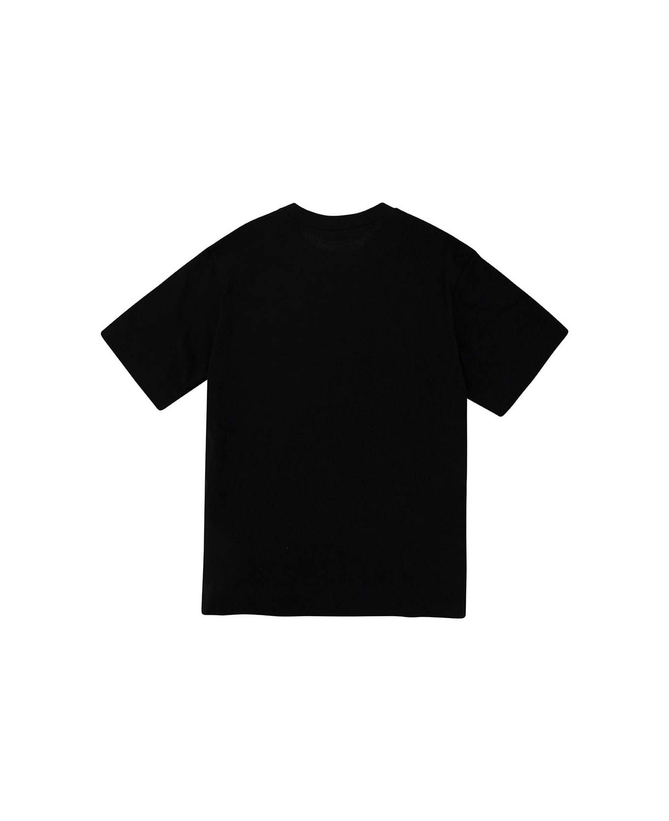 Marni Black Crewneck T-shirt With Logo Patch In Cotton Boy - Black