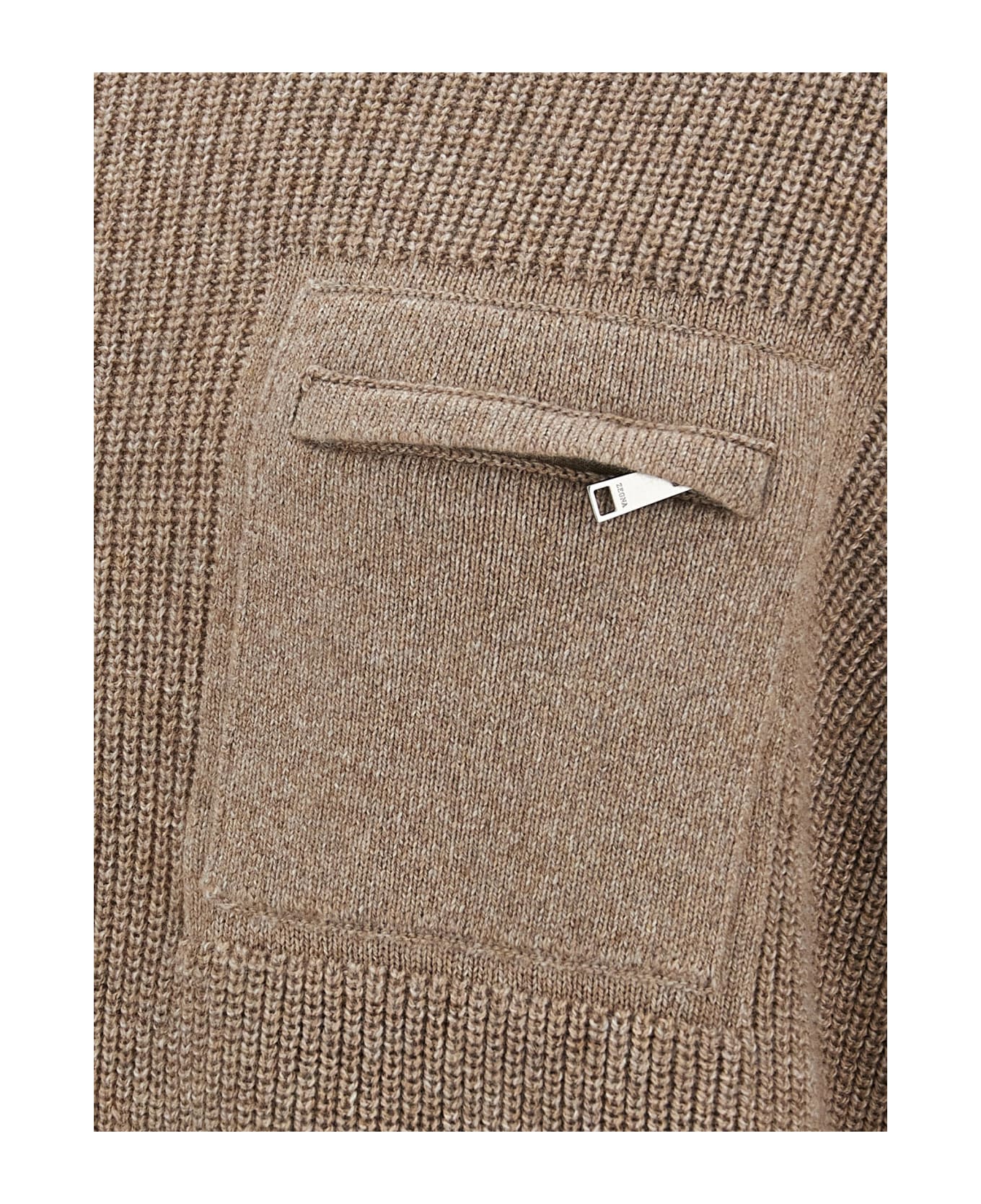 Zegna Zip Pocket Sweater - Beige