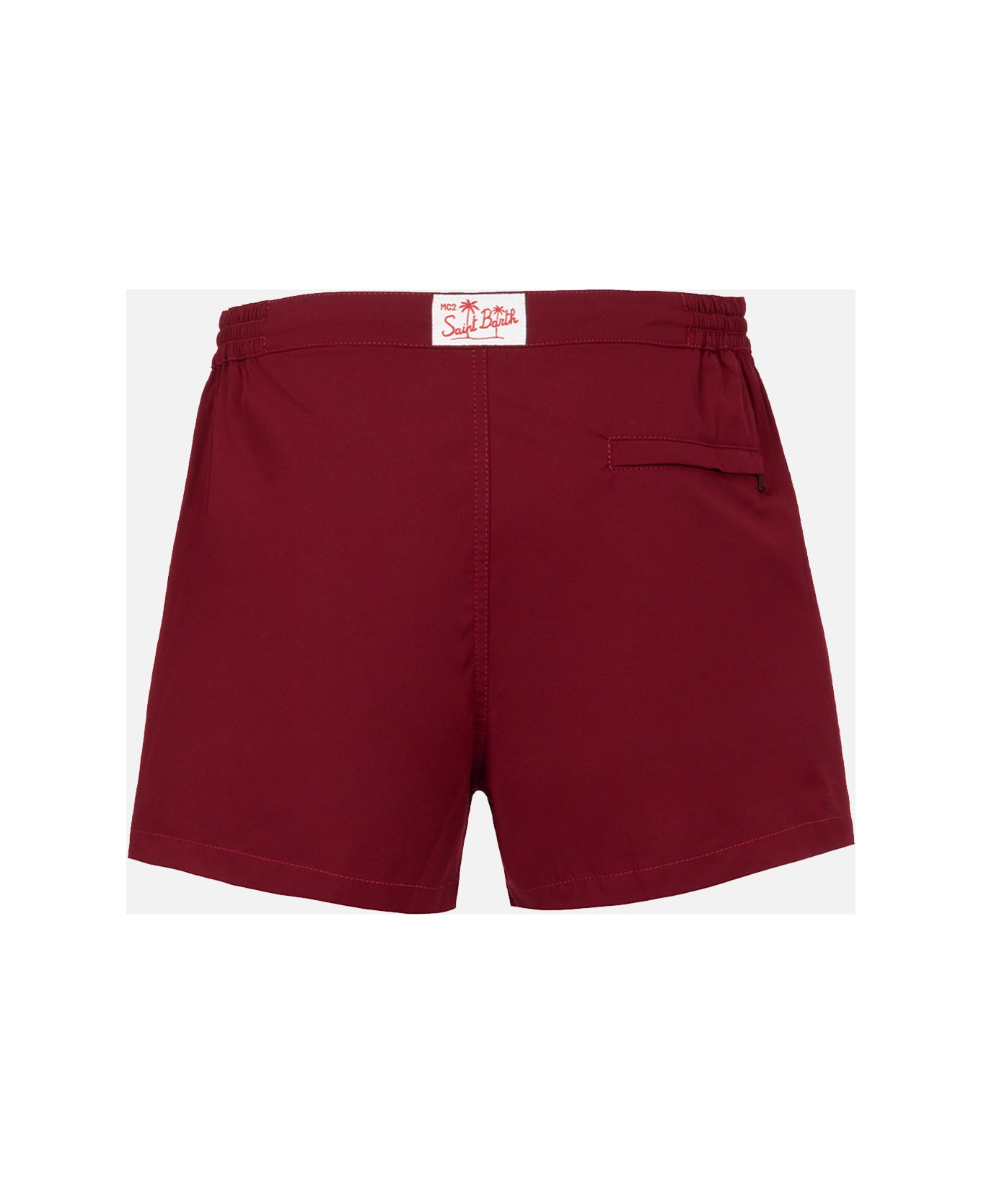 MC2 Saint Barth Man Burgundy Fitted Cut Swim Shorts Harrys - RED