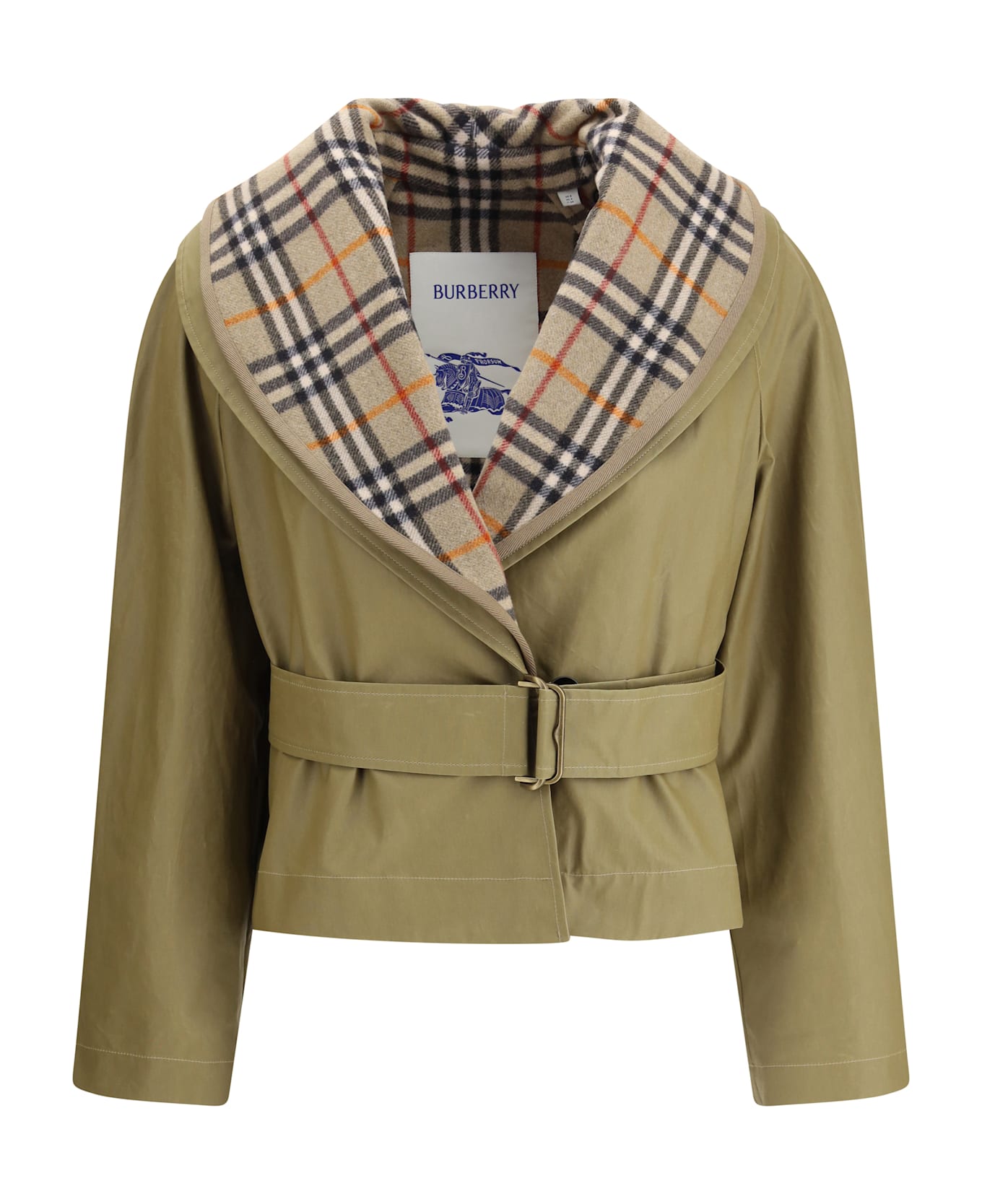 Burberry Cropped Cotton Jacket With Check Quilting