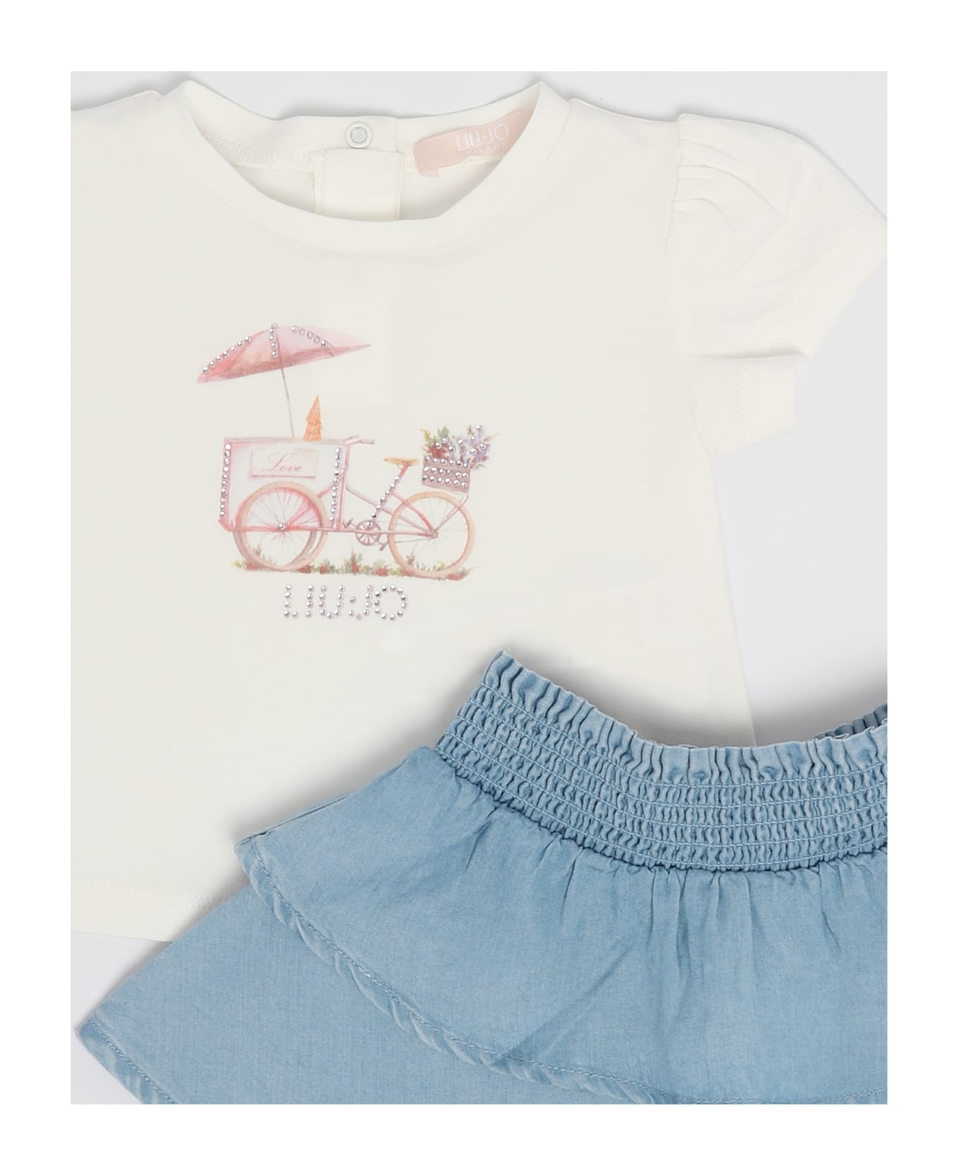 Liu-Jo T-shirt+skirt Suit - BIANCO-DENIM ボディスーツ＆セットアップ