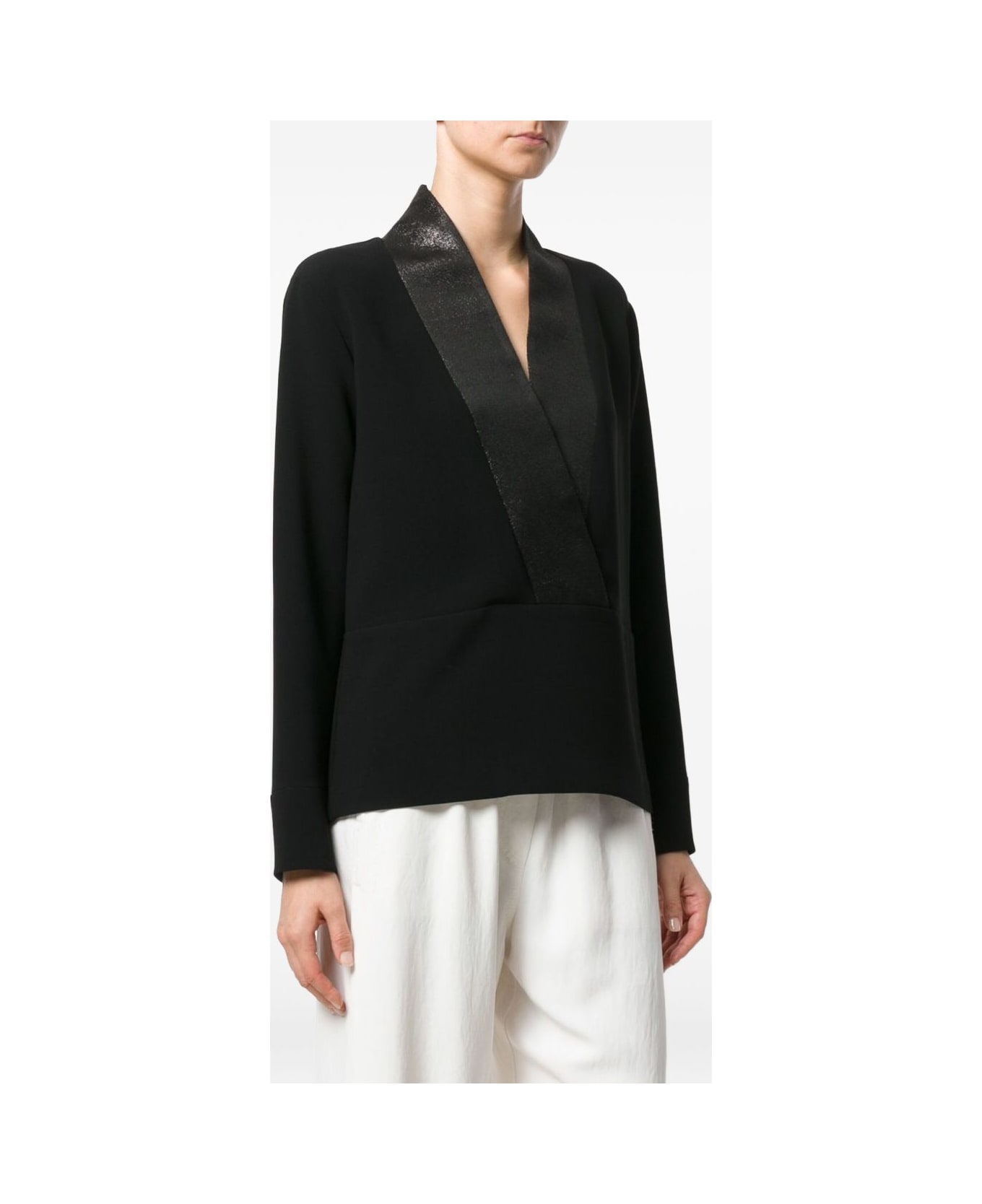 Alberto Biani Satin-neck Blouse - Black