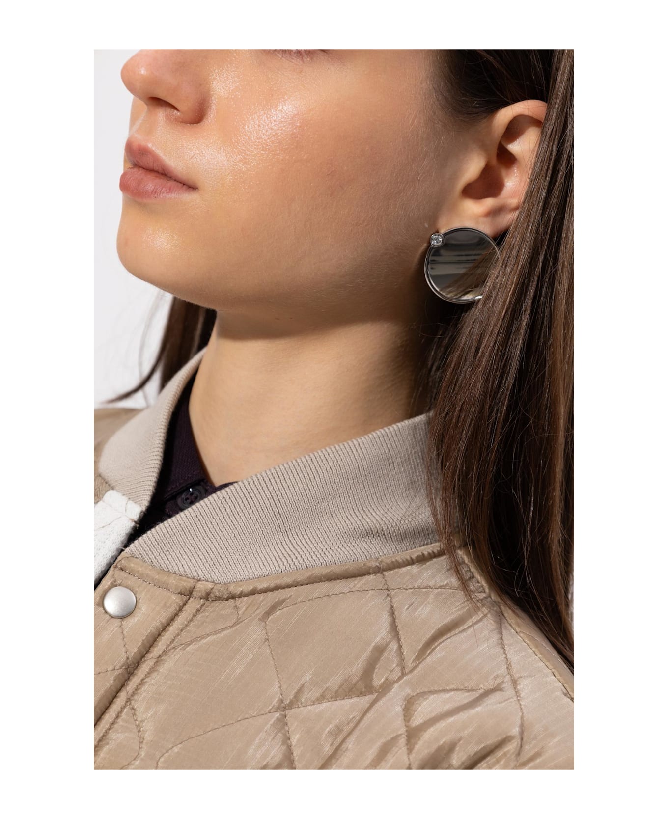 MM6 Maison Margiela Round Earrings With Engraved Logo - SILVER