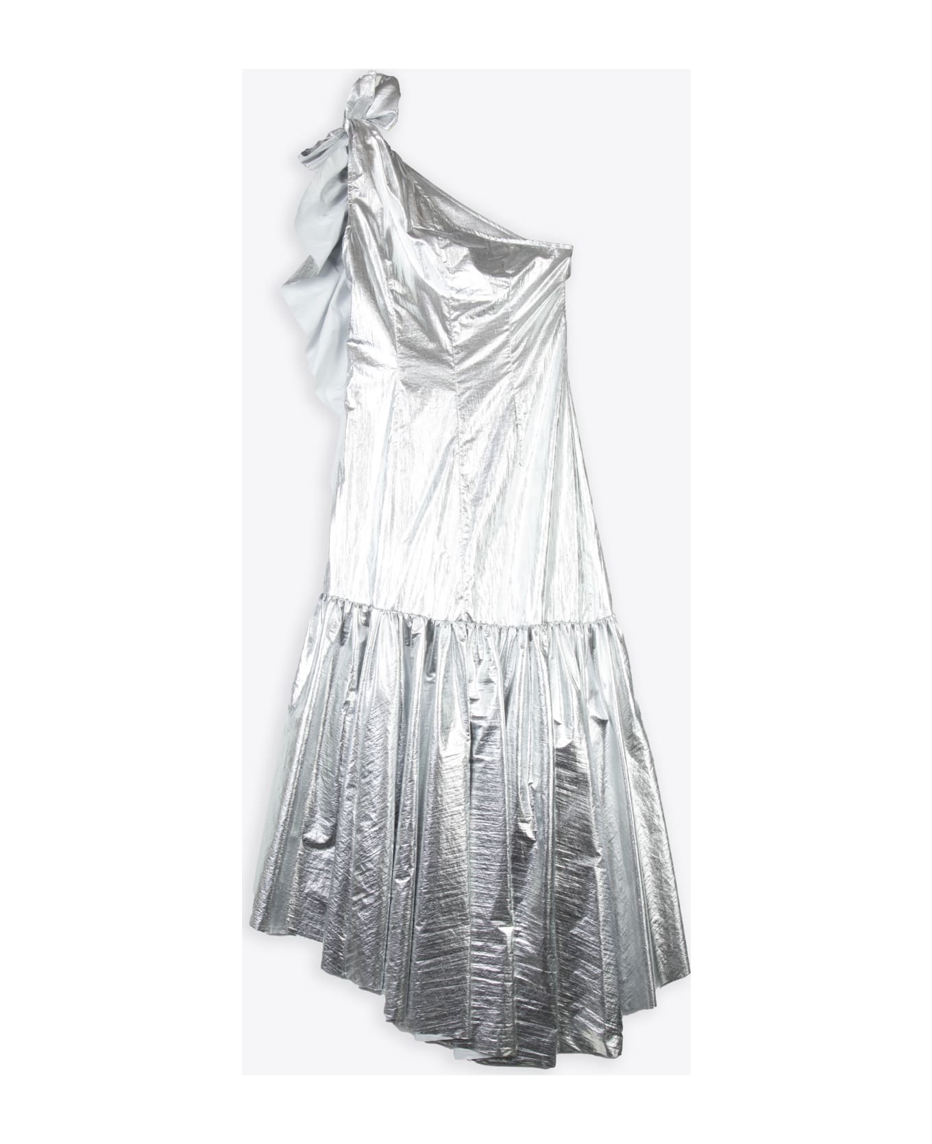 MM6 Maison Margiela Abito Midi Metallic silver nylon one shoulder dress - Argento