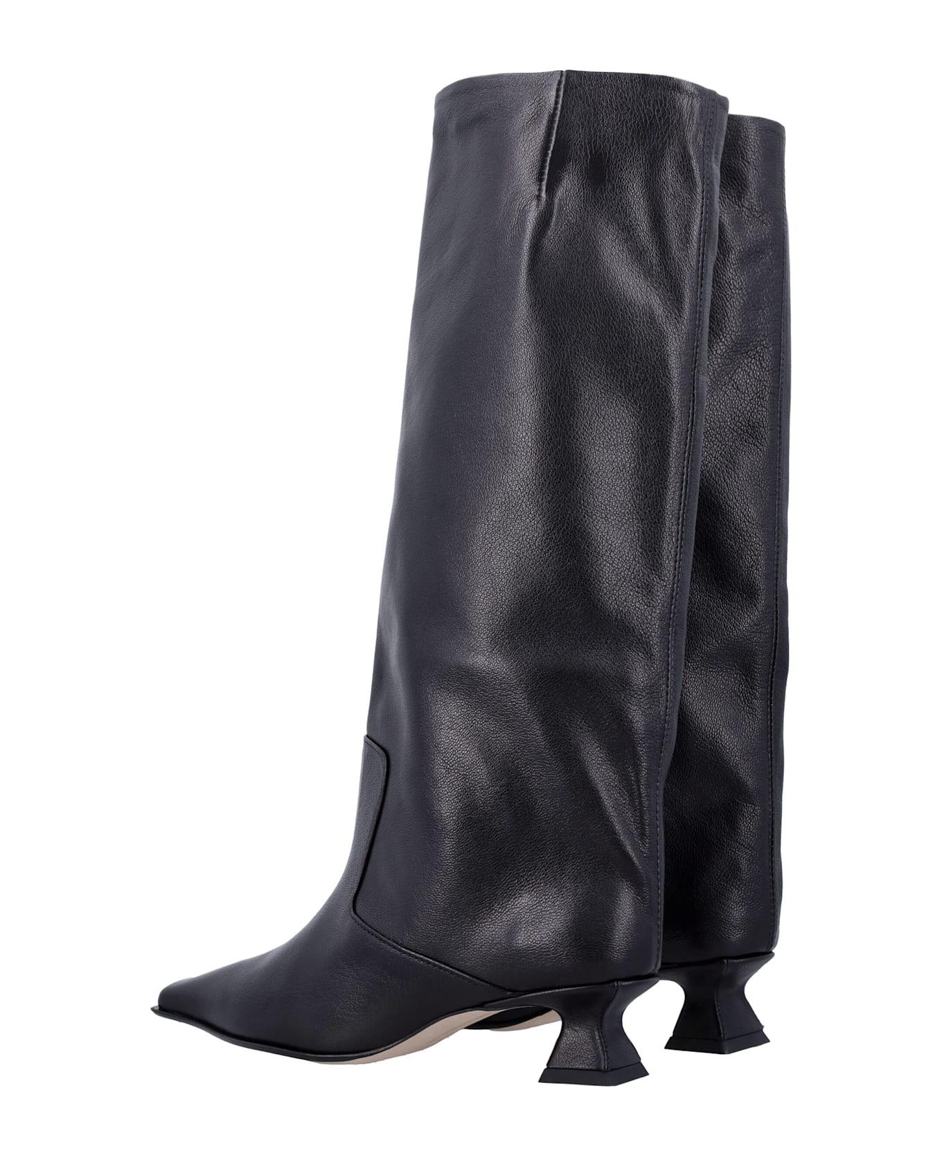 Miista Effie Black Leather Knee Boot - BLACK
