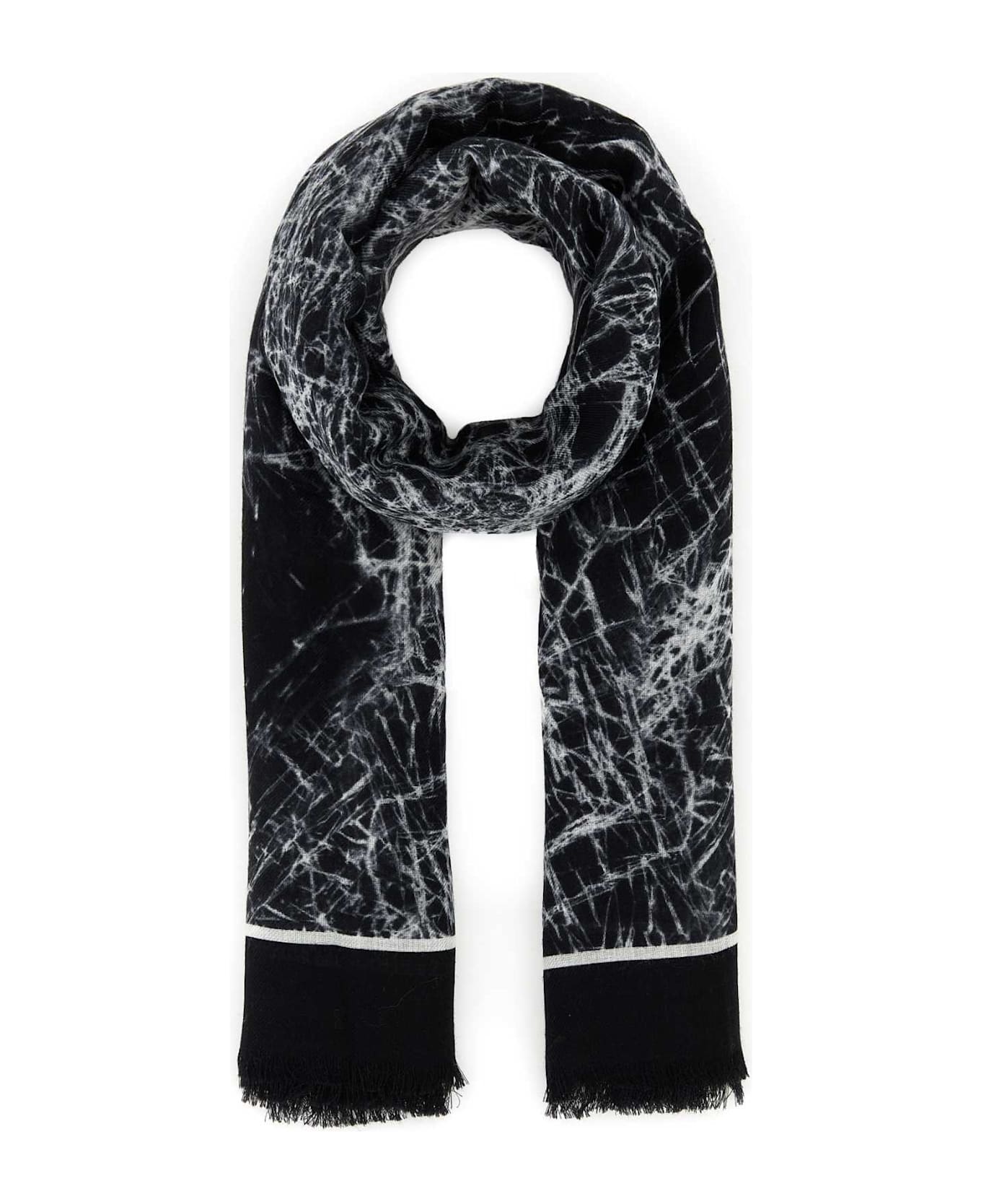 Alexander McQueen Printed Wool Scarf - BLACKIVORY