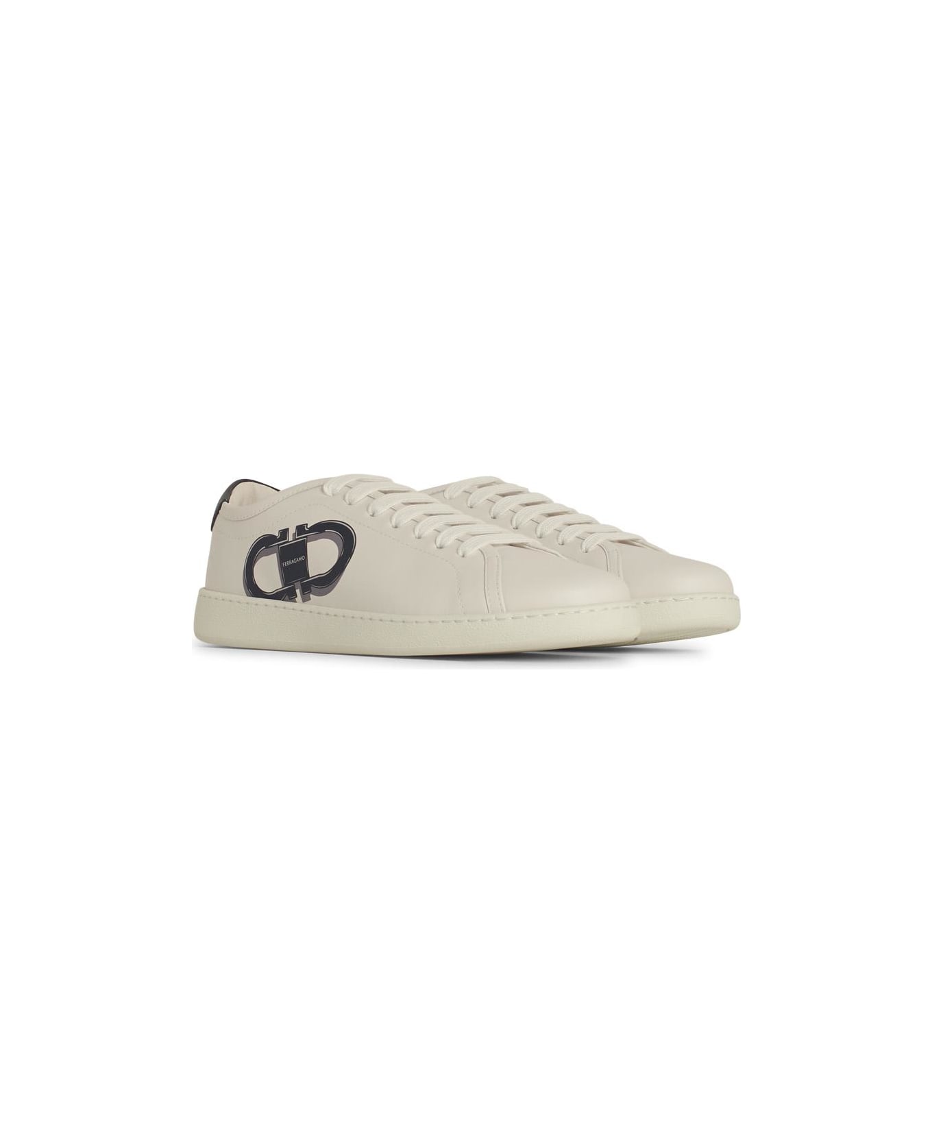 Ferragamo 
brandy
 White Leather Sneakers - White