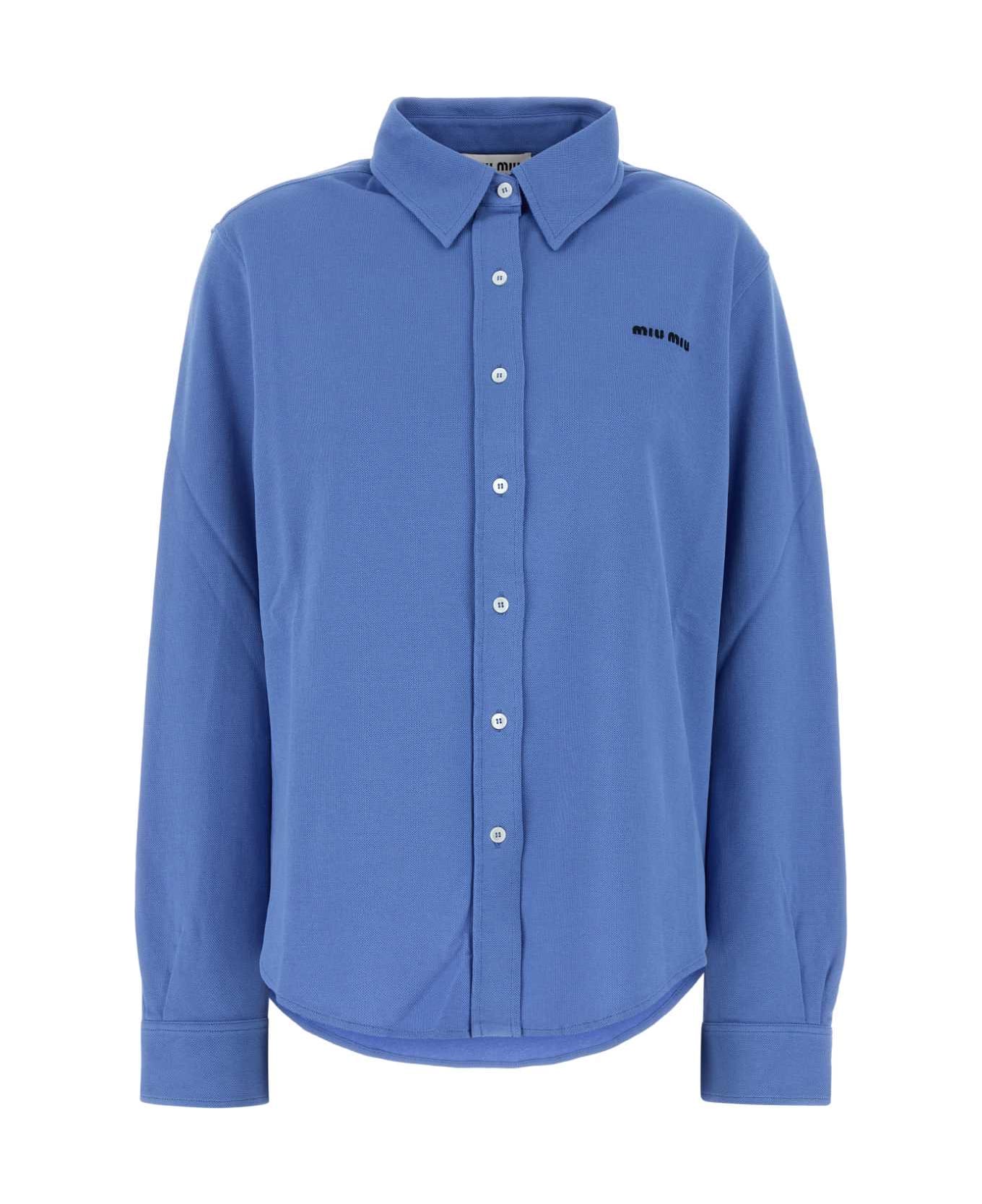 Miu Miu Cerulean Blue Piquet Shirt - PERVINCA