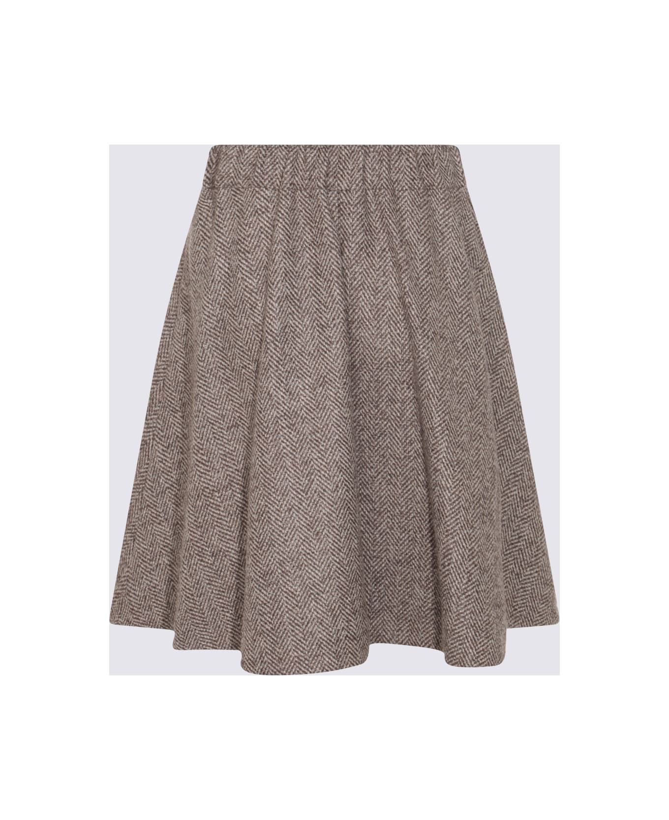Brunello Cucinelli Brown Wool Mini Skirt - MARRONE/GRIGIO/BEIGE