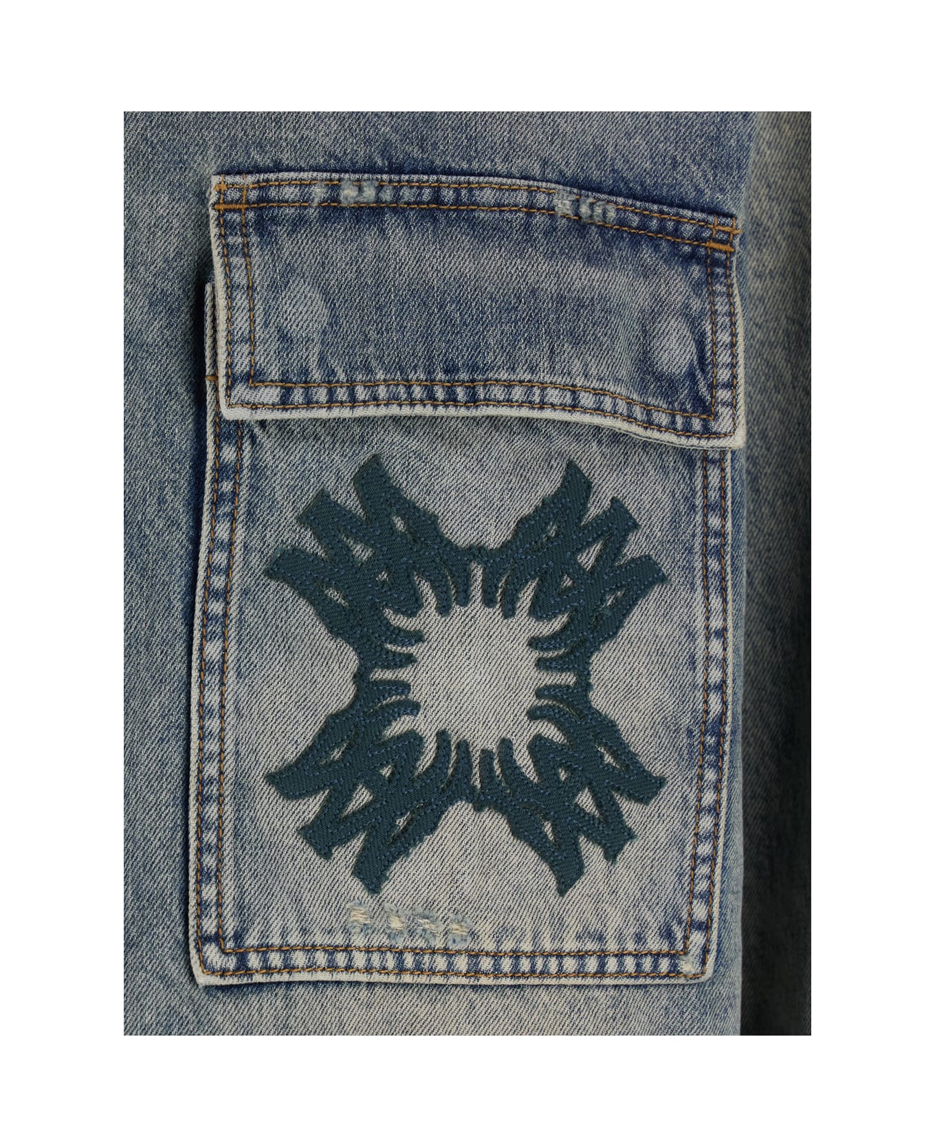 AMIRI Blue Shirt With All-over Ma-quad Prints In Denim Man - Blu