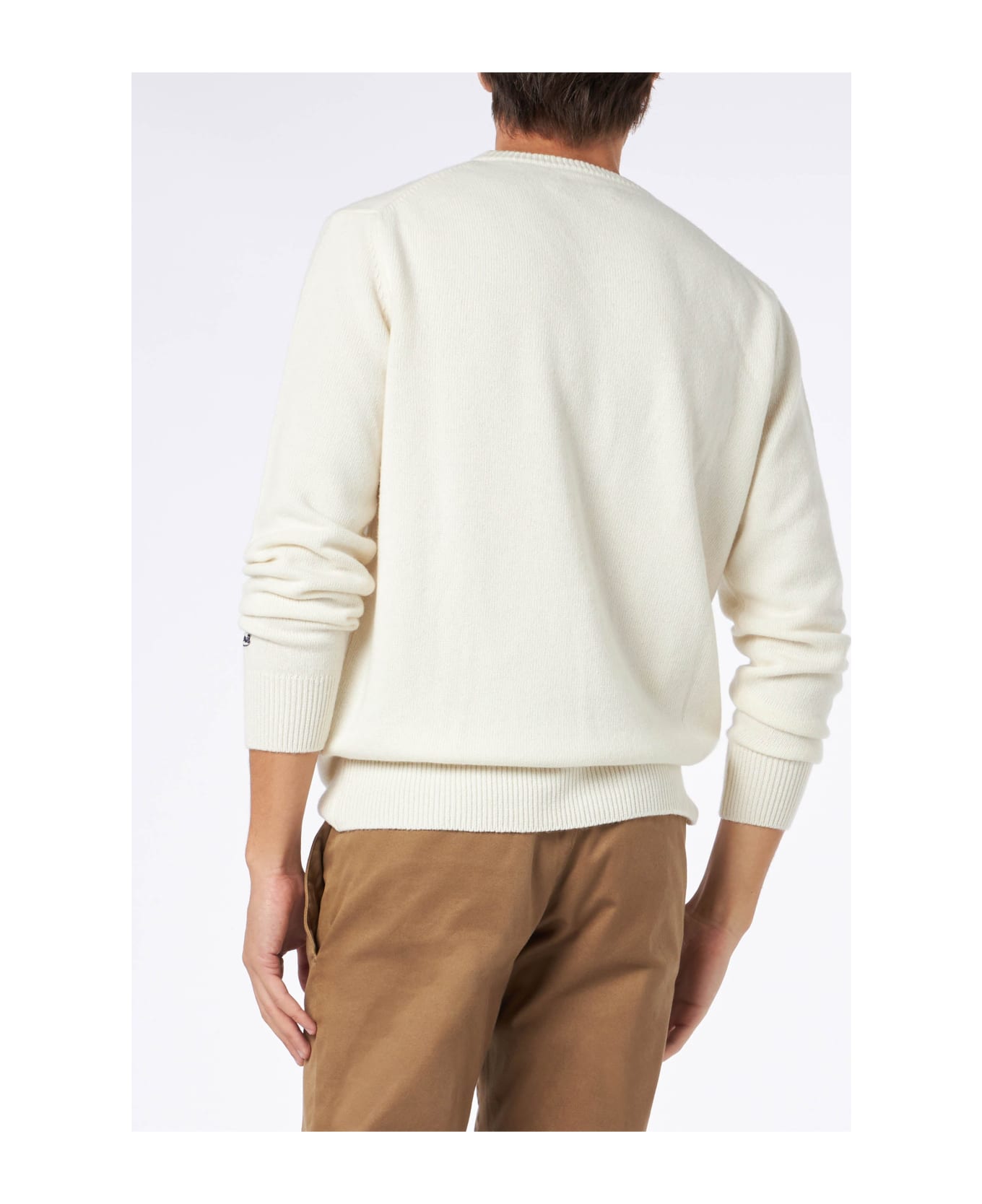 MC2 Saint Barth Man Sweater With Ciaspole E Nuvole Print - WHITE