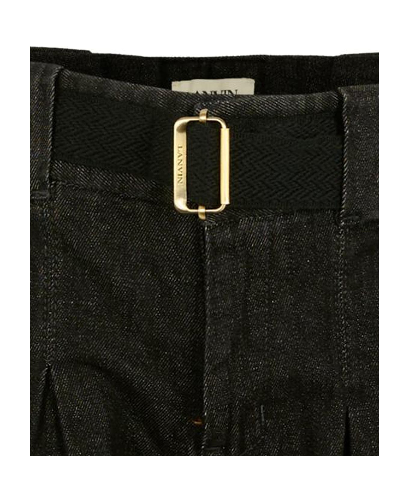 Lanvin Black Jeans For Girl With Logo - Black