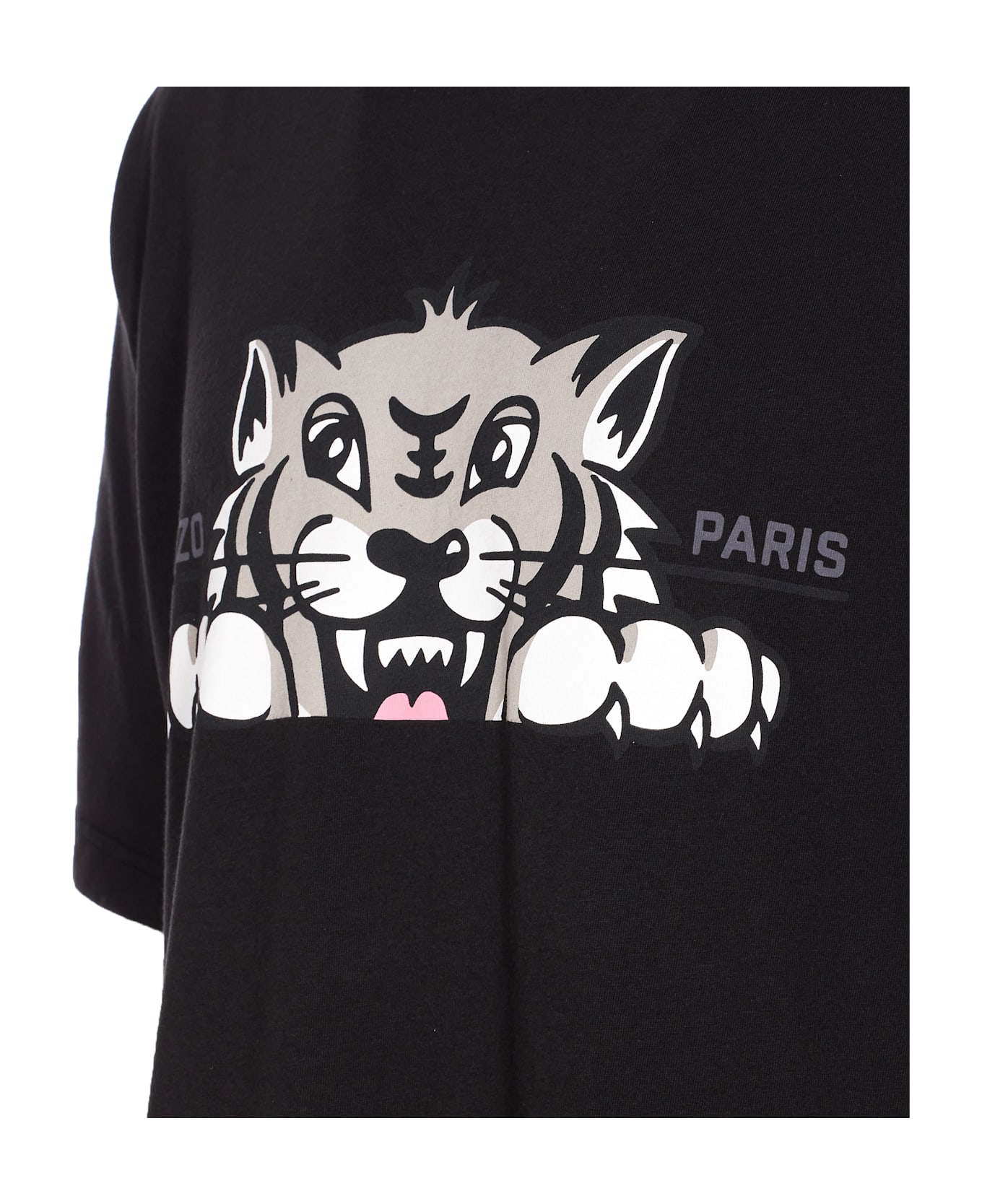 Kenzo Happy Tiger Embroidered Oversize T-shirt - Black