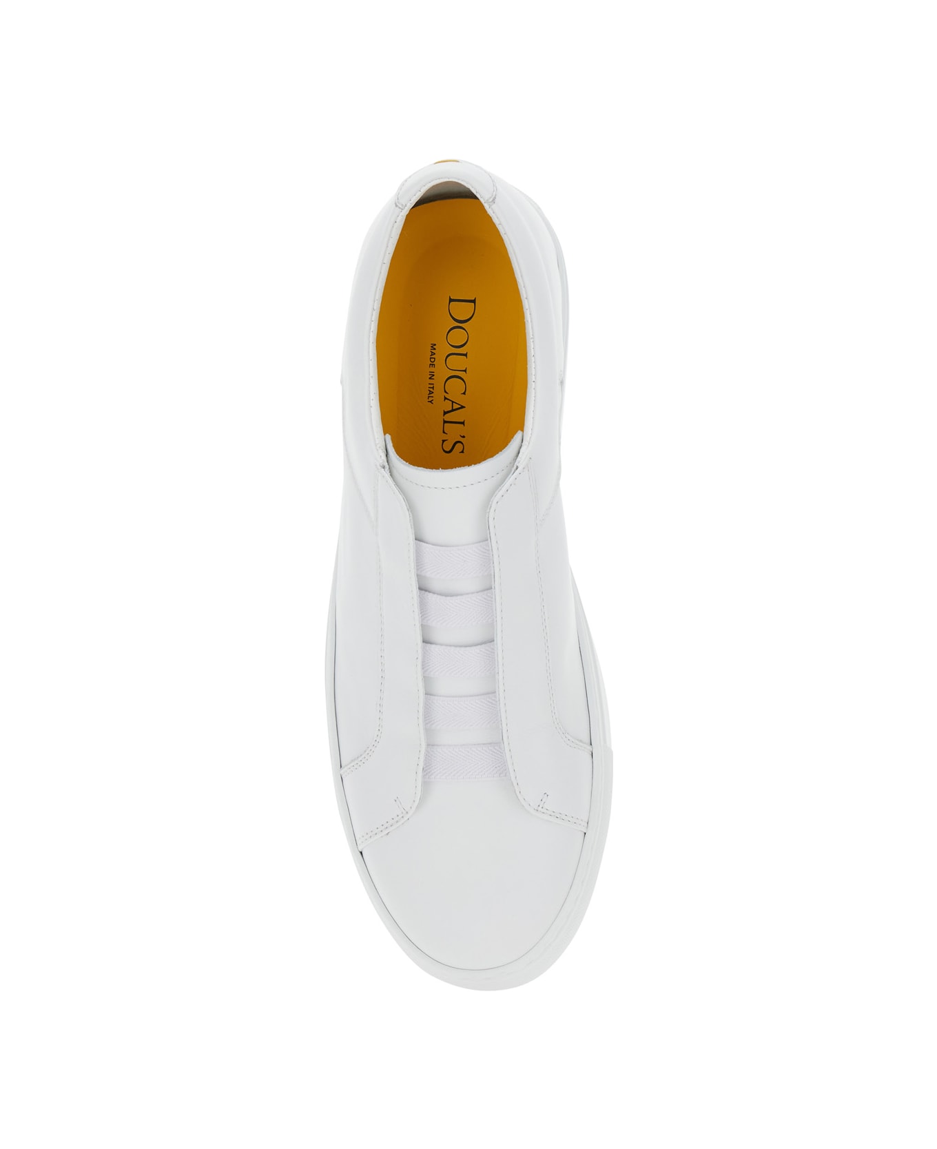 Doucal
s 
roger
 White Sneakers With Elastic Bands Design And Insole Logo In Leather Man - White