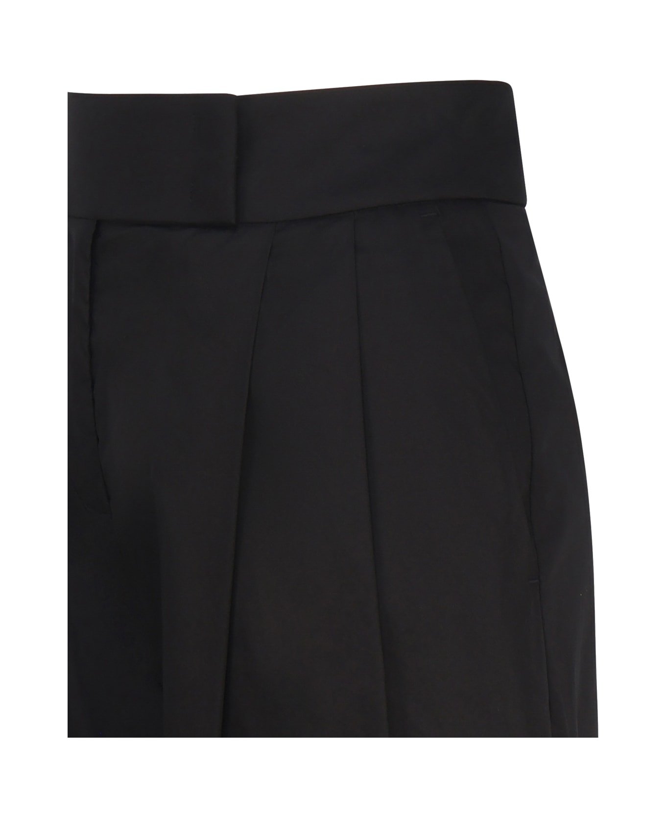 Pinko Wide-leg Trousers In Stretch Cotton Blend Techno Fabric - Black