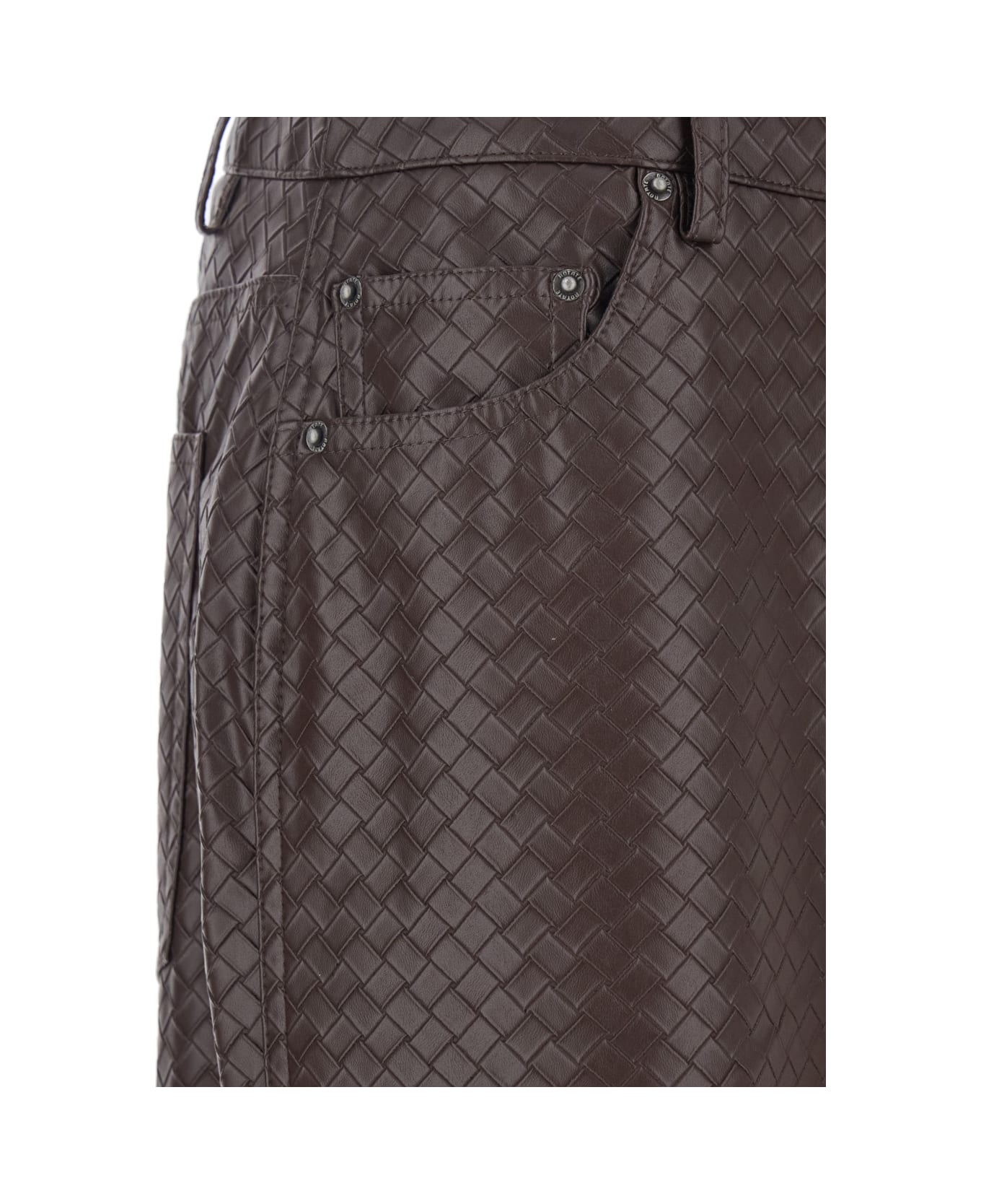 Rotate by Birger Christensen Brown Pants With Wide Leg And Woven Texture In Tech Fabric Woman - Brown