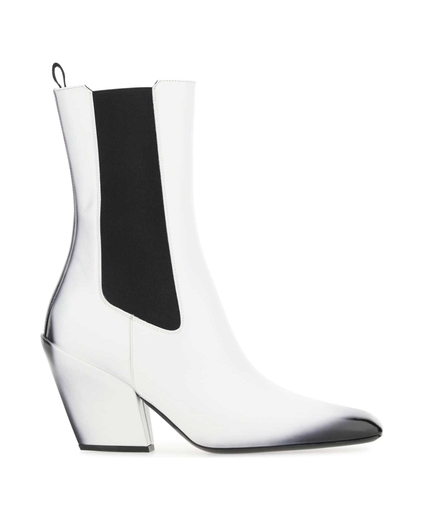 Prada White Leather Ankle Boots - F0009