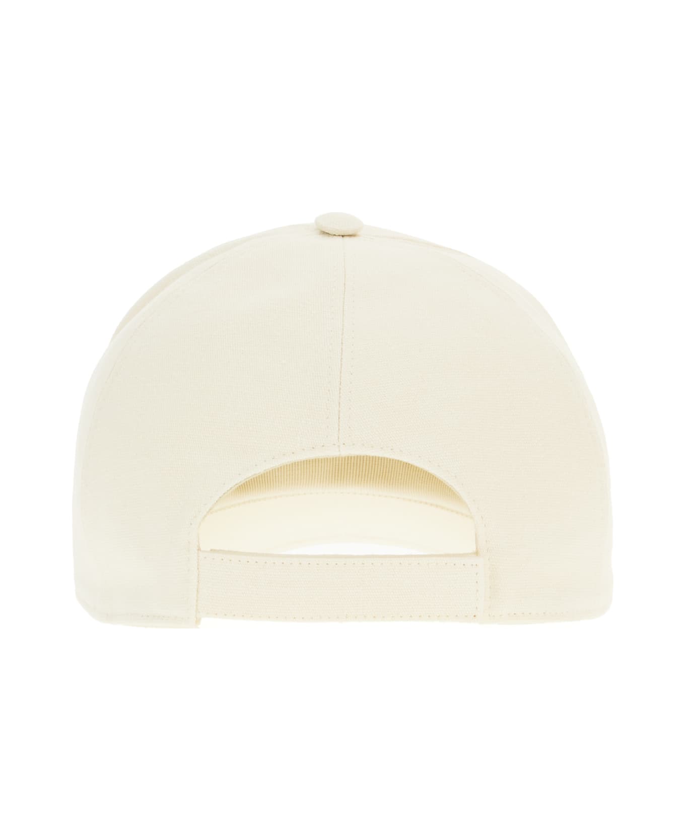 Fendi Ivory Linen Blend Baseball Cap - Naturale