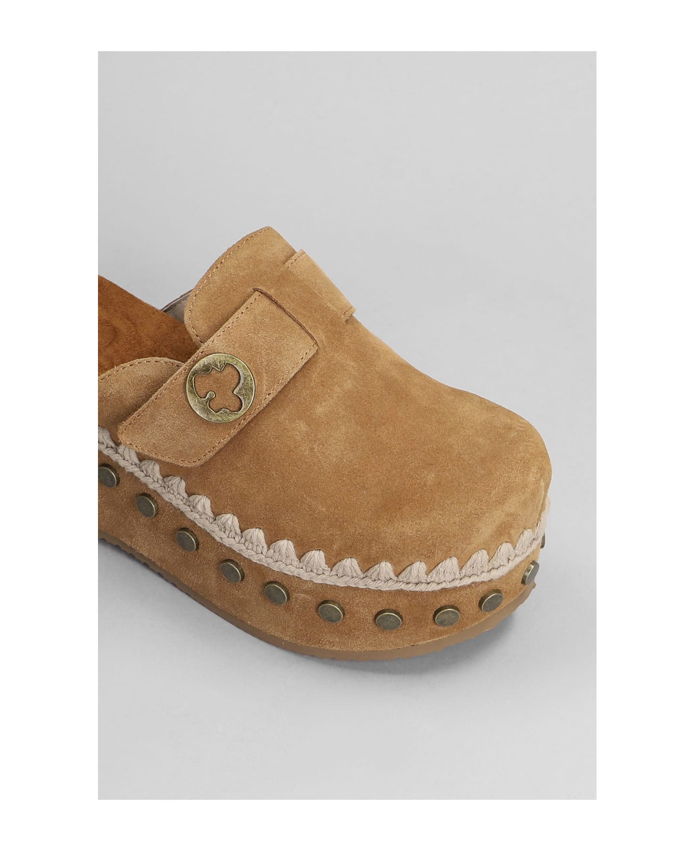 Mou Clog Slipper-mule In Leather Color Suede - leather color
