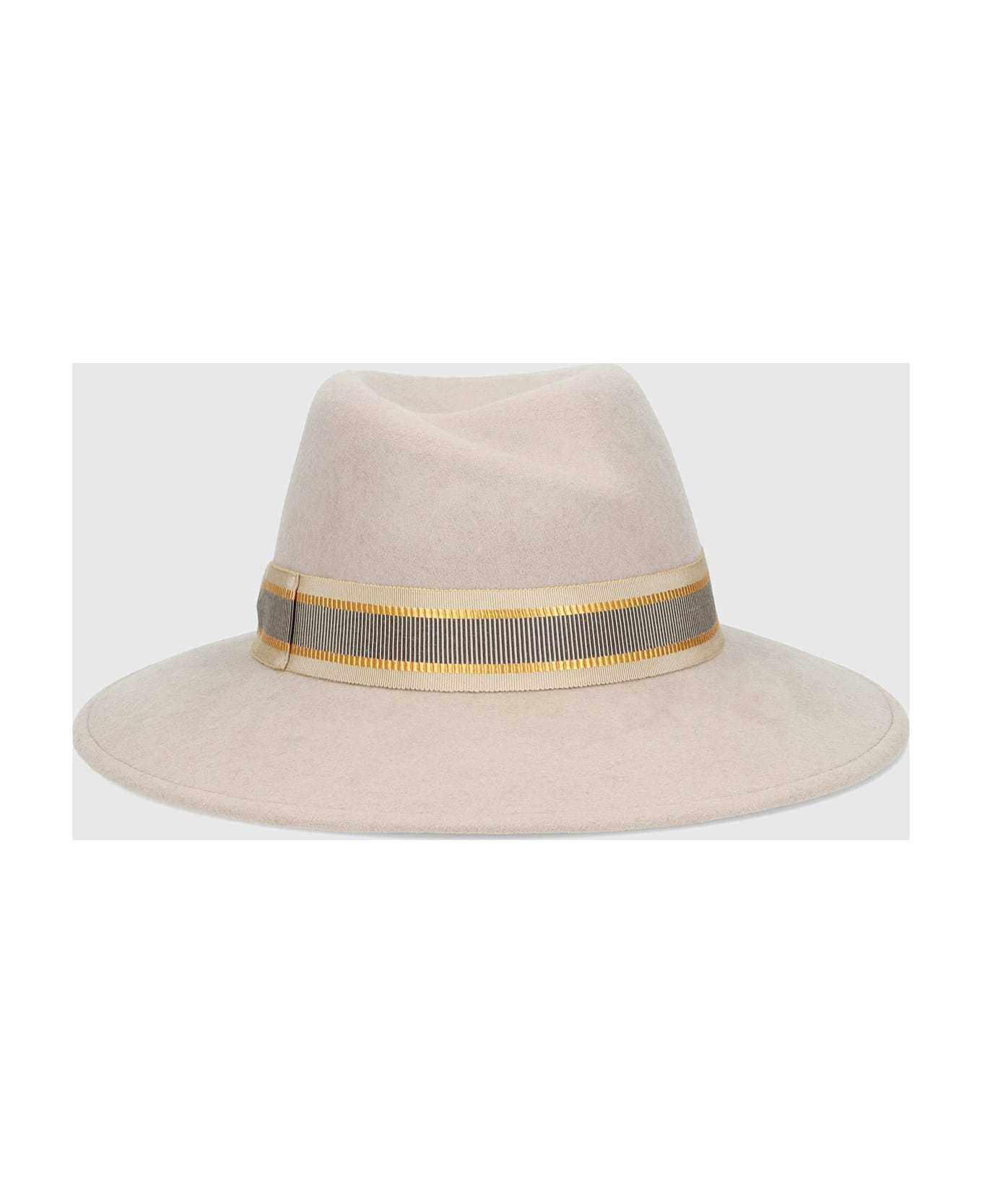 Borsalino Romy Wool Felt With Striped Hatband - BEIGE, TONE ON TONE HATBAND