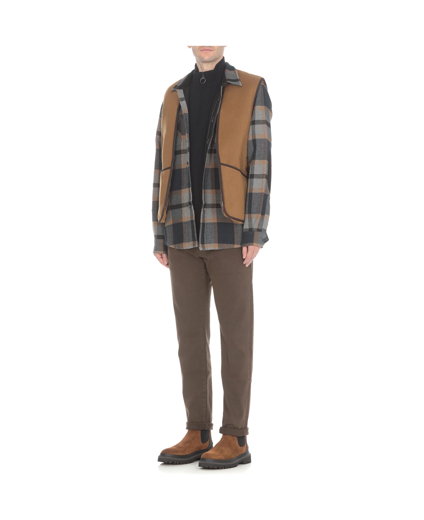 Barbour Warm Pile Waistcoat Zip Sleeveless Jacket - Brown