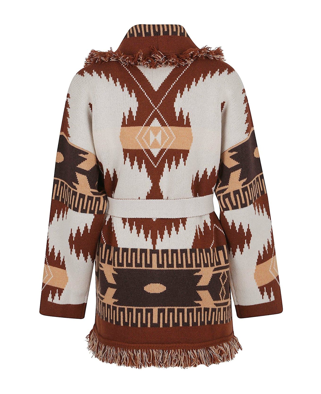 Alanui Jacquard Long-sleeved Cardigan - Chalk Pecan