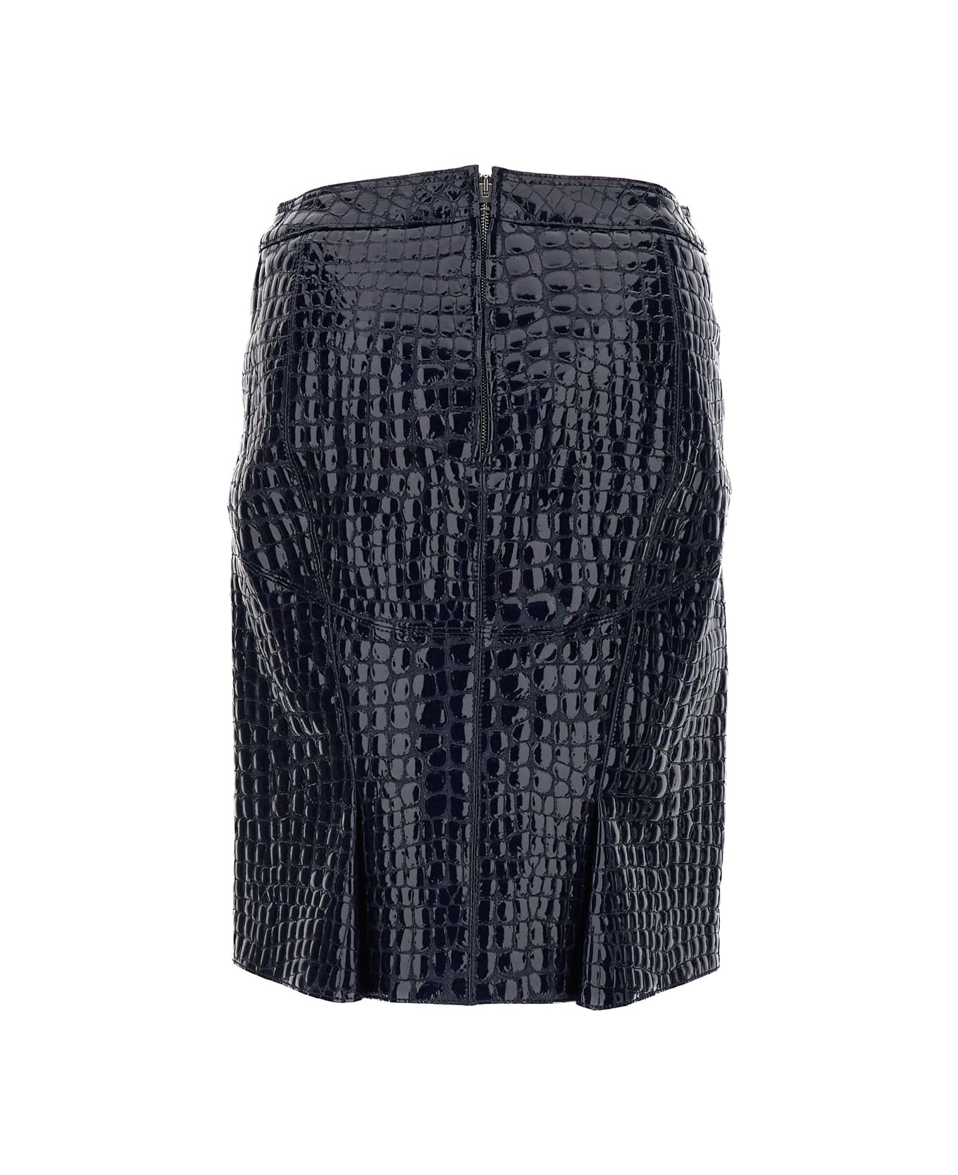 Tom Ford Black Crocodile Leather Effect Miniskirt In Leather Woman - Blu