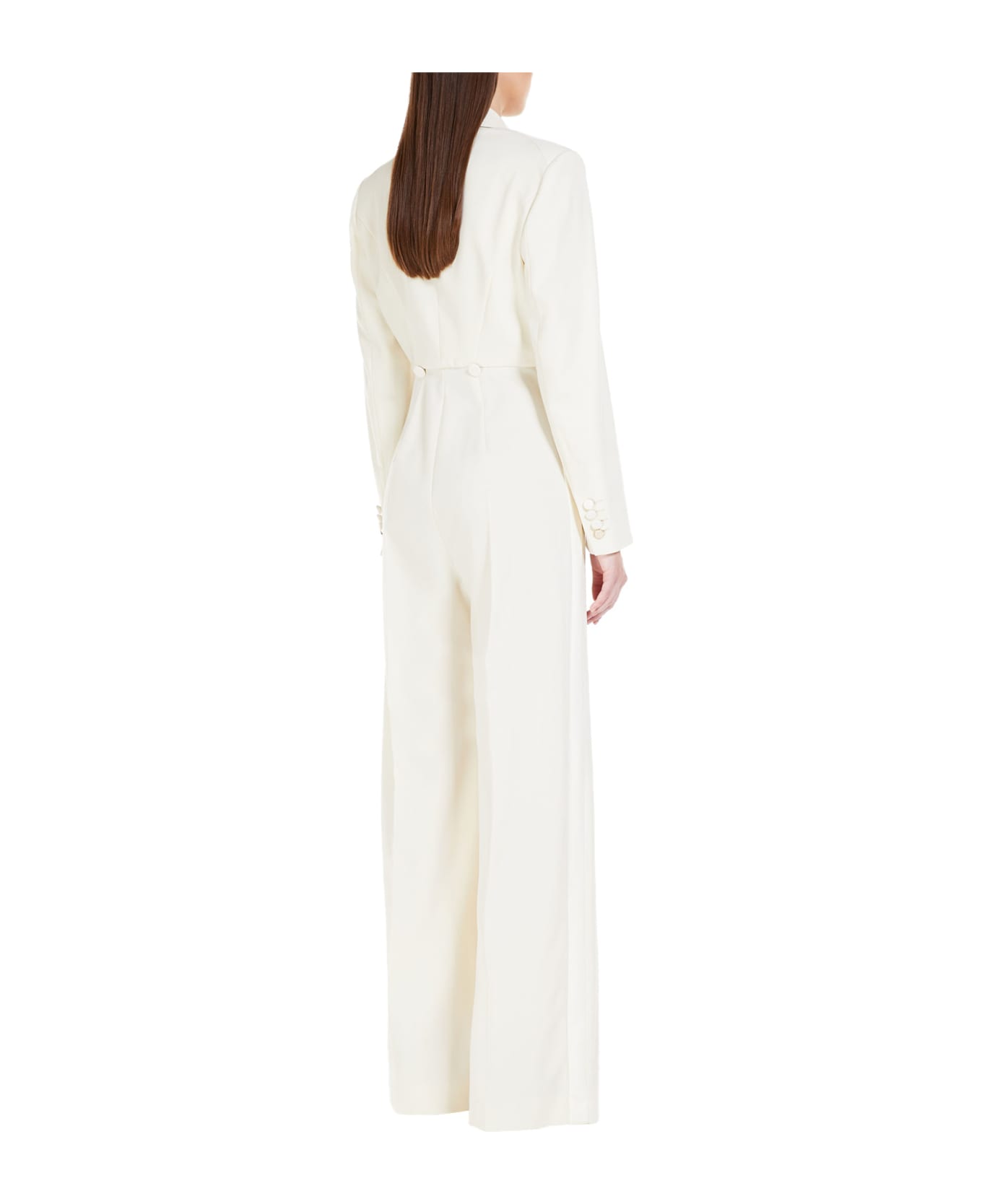 Max Mara Mincio Jumpsuit In Beige Stretch Wool - Brown