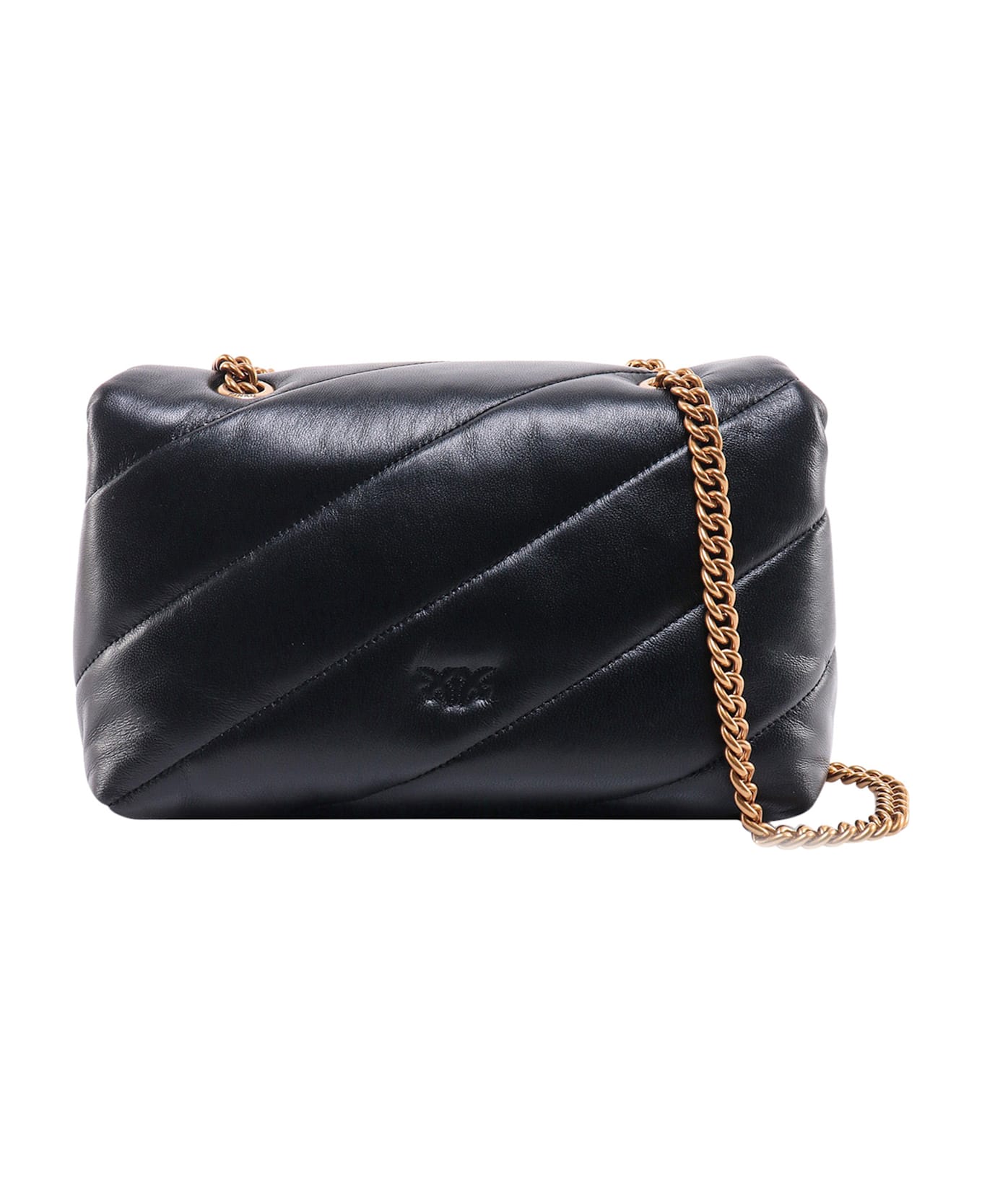 Pinko Love Puff Classic Matelassé Leather Shoulder Bag - Black ショルダーバッグ