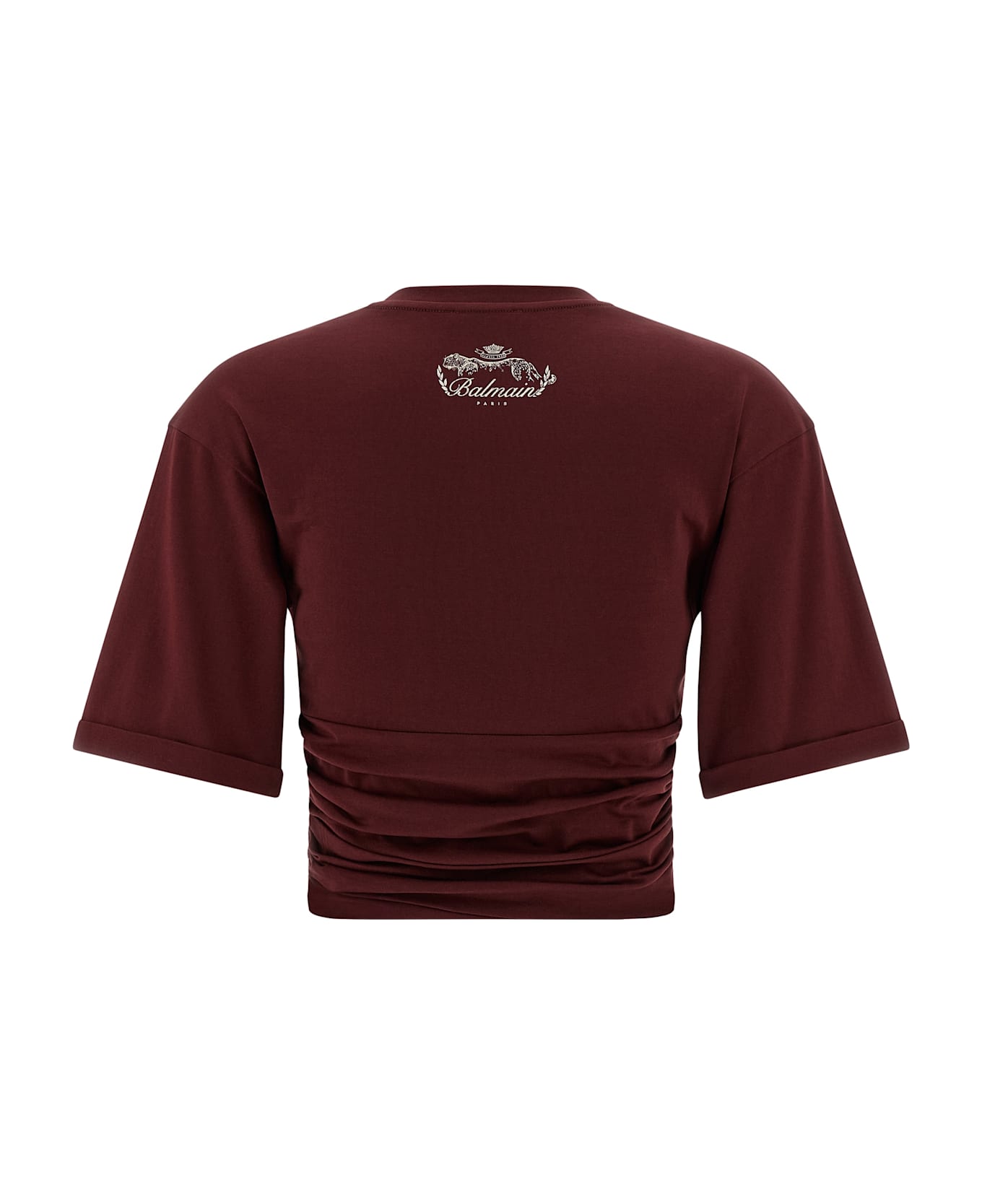 Balmain Knotted Crop T-shirt - Bordeaux
