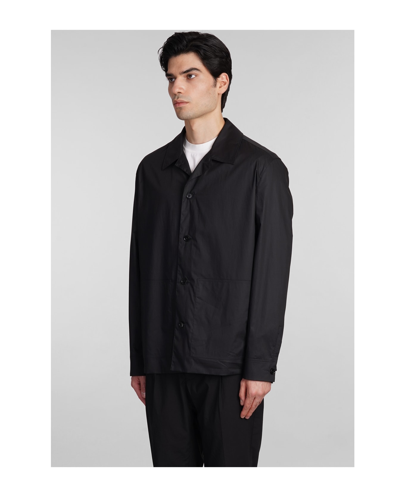 Zegna Casual Jacket In Black Cotton - black