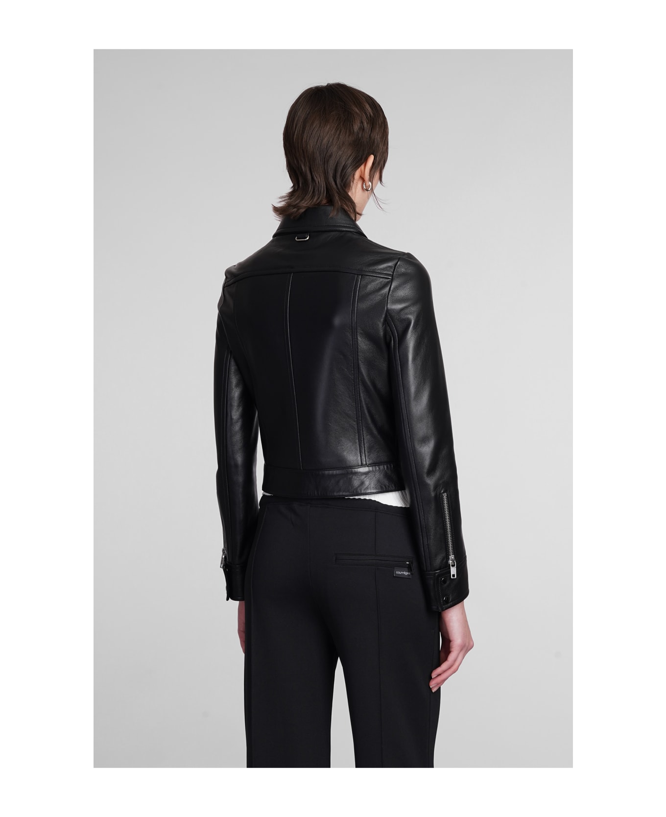 Courrèges Leather Jacket In Black Leather - black