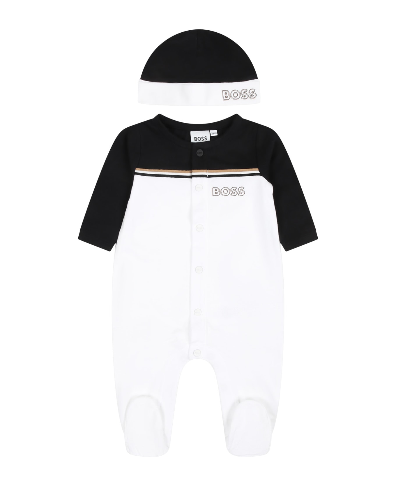Hugo Boss White Set For Baby Boy With Logo - White