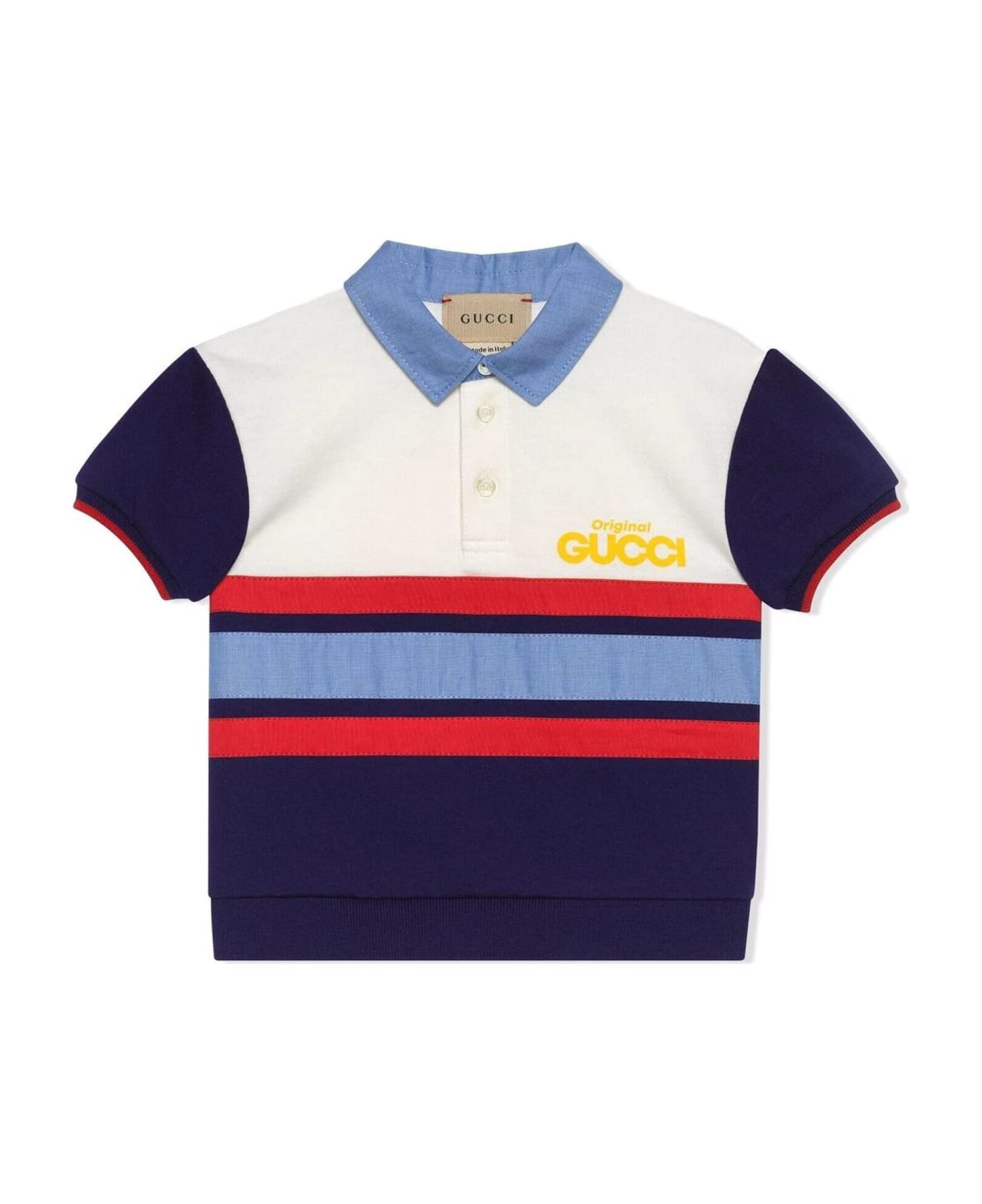 Gucci Blu Cotton Polo Shirt - Multicolor
