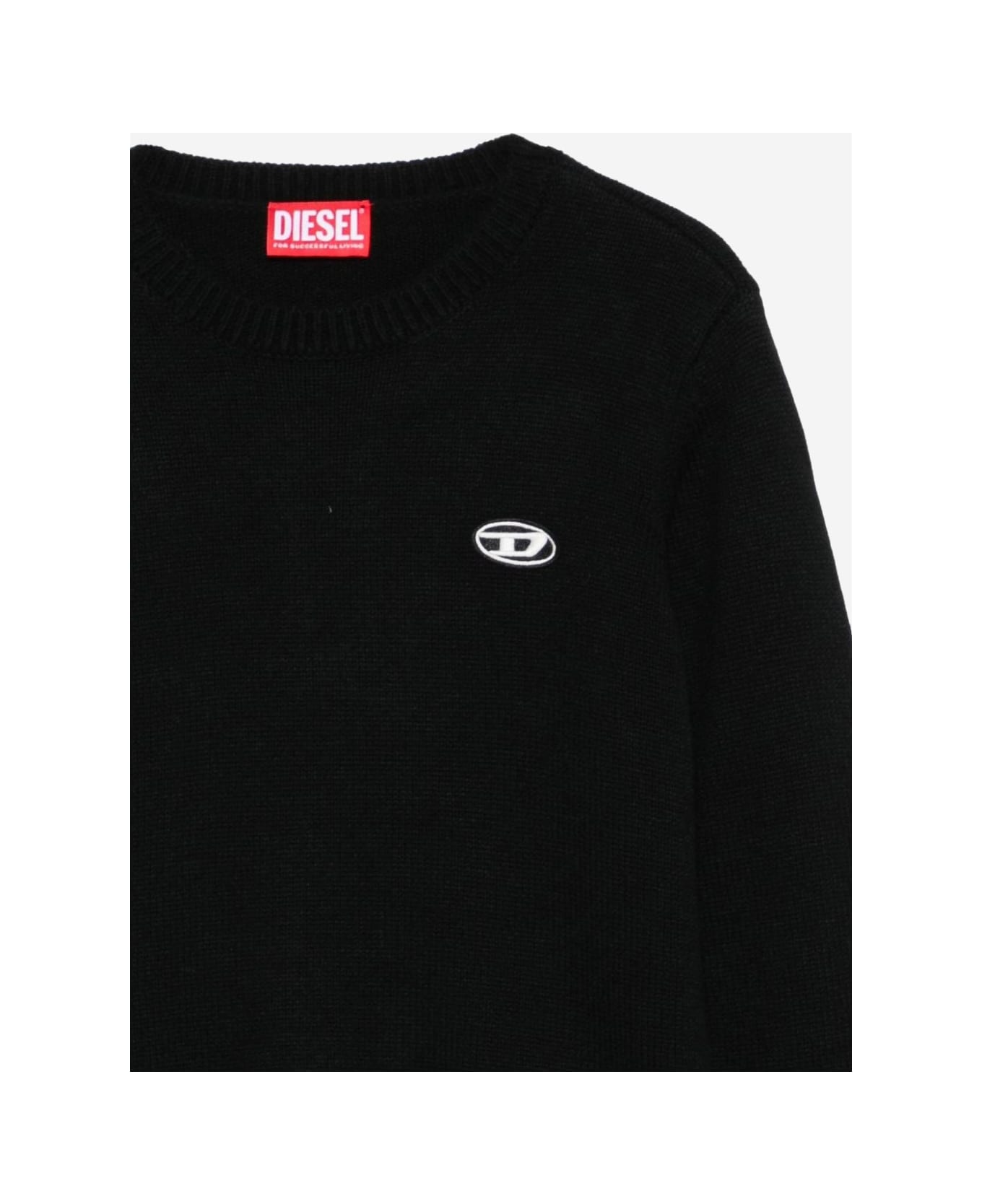 Diesel Viscose Blend Sweater With Logo - Black