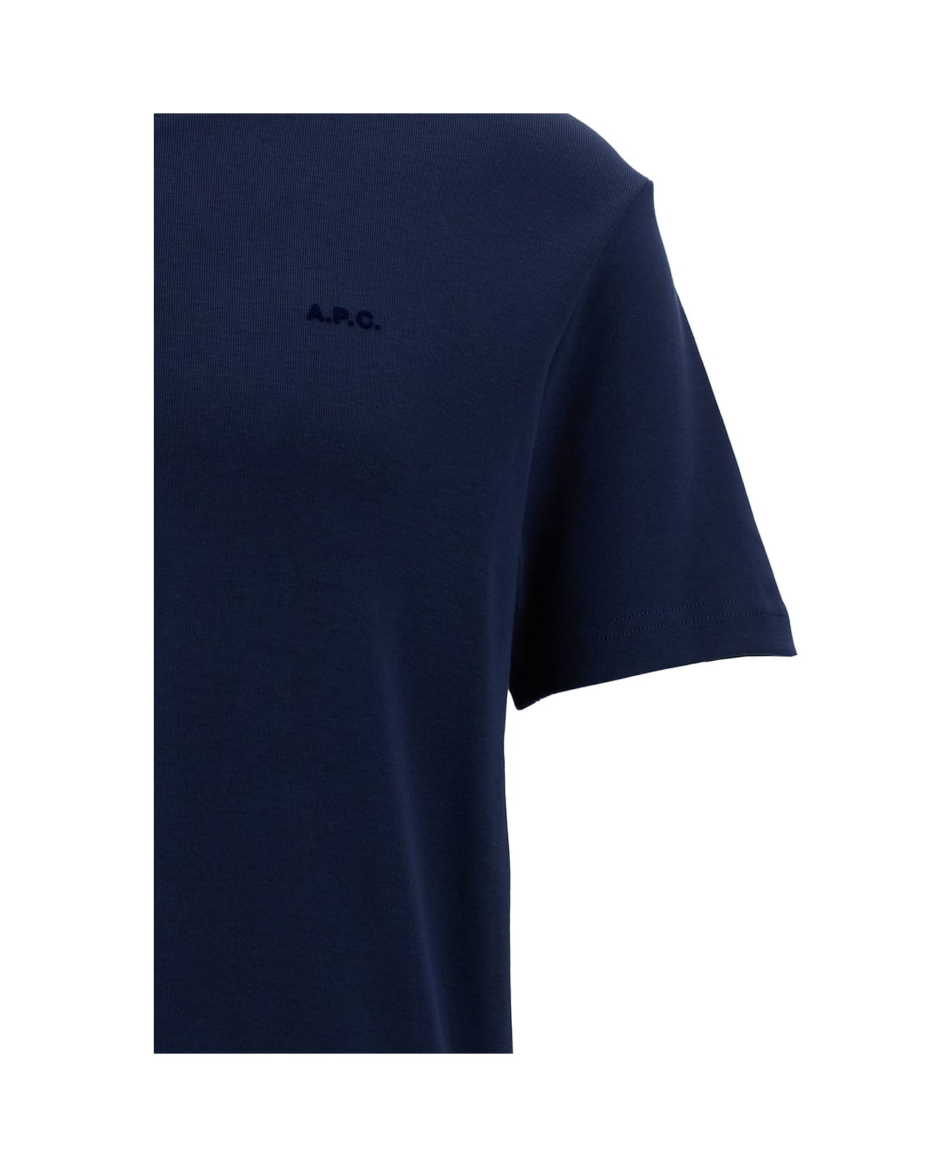 A.P.C. Logo Print Crew Neck T-shirt - Blu