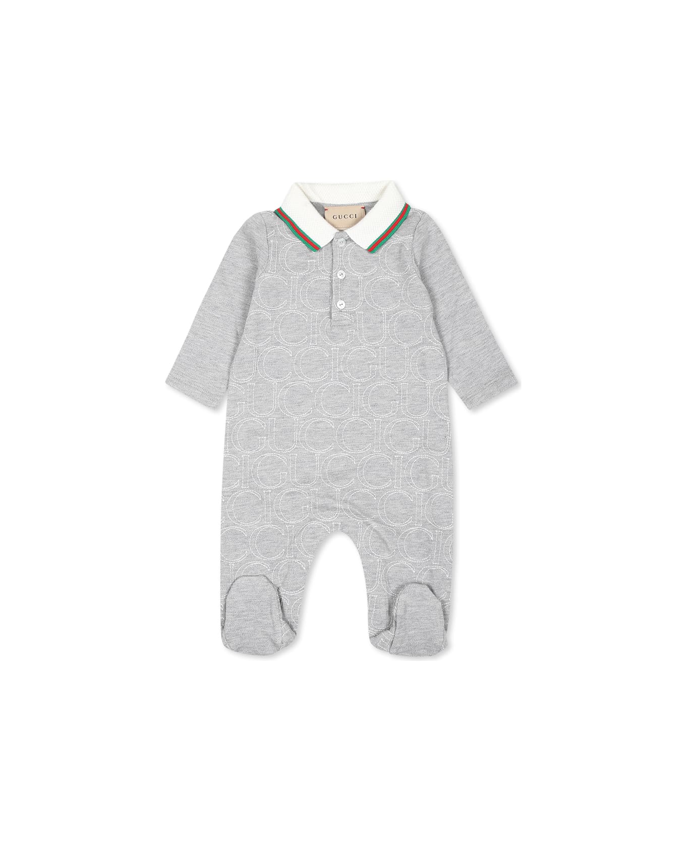 Gucci Grey Babygrow For Babykids With Logo - Grey