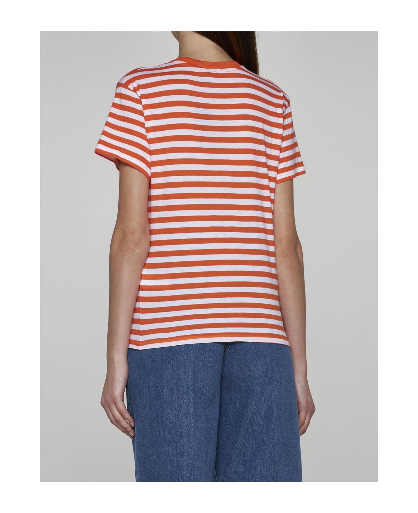 Ralph Lauren Striped Cotton T-shirt - Orange White Tシャツ