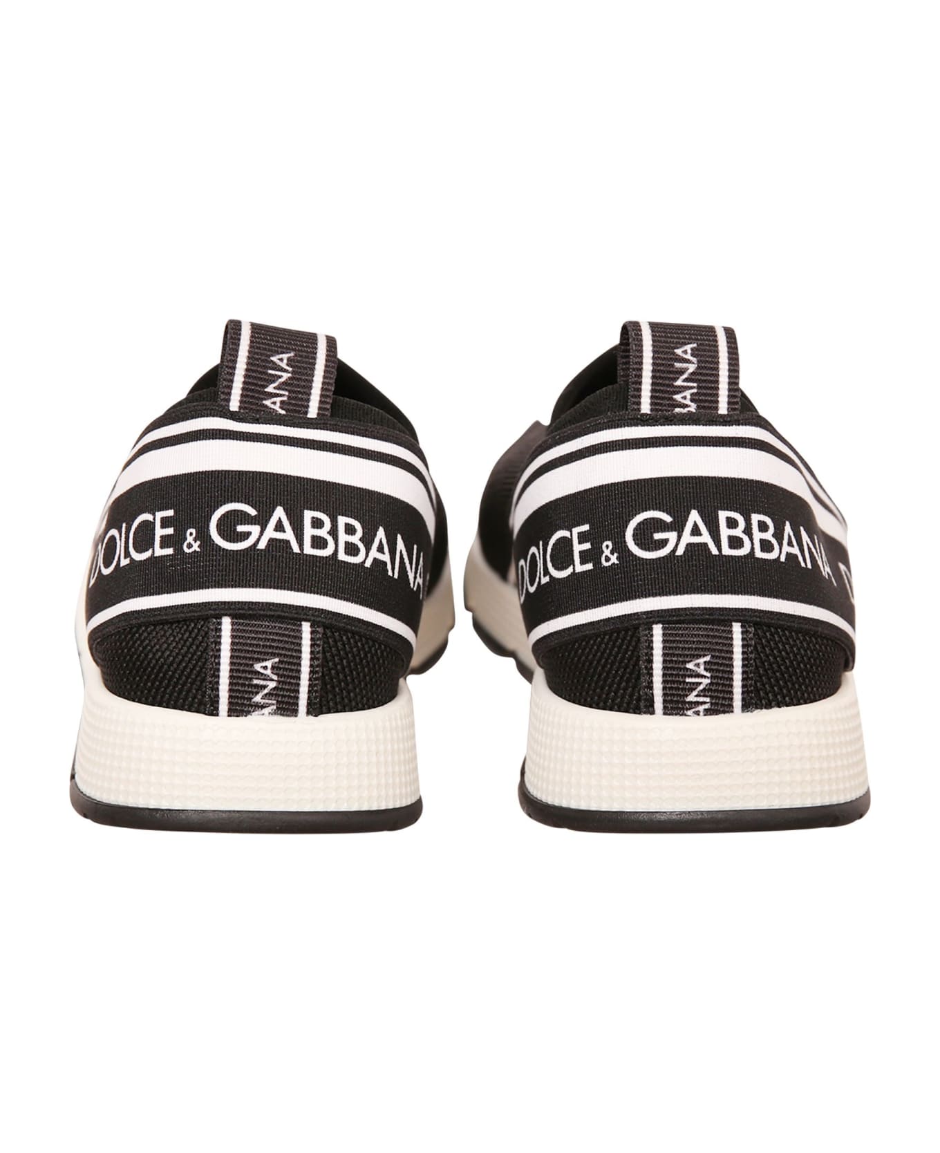 Dolce & Gabbana Black Sneaker With White And Black Logo - Black