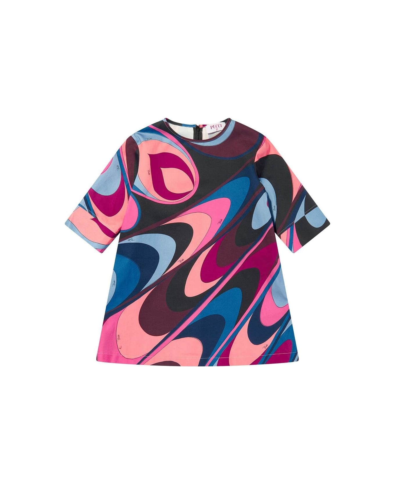 Pucci Long Sleeved Dress With Wave Print - MultiColour