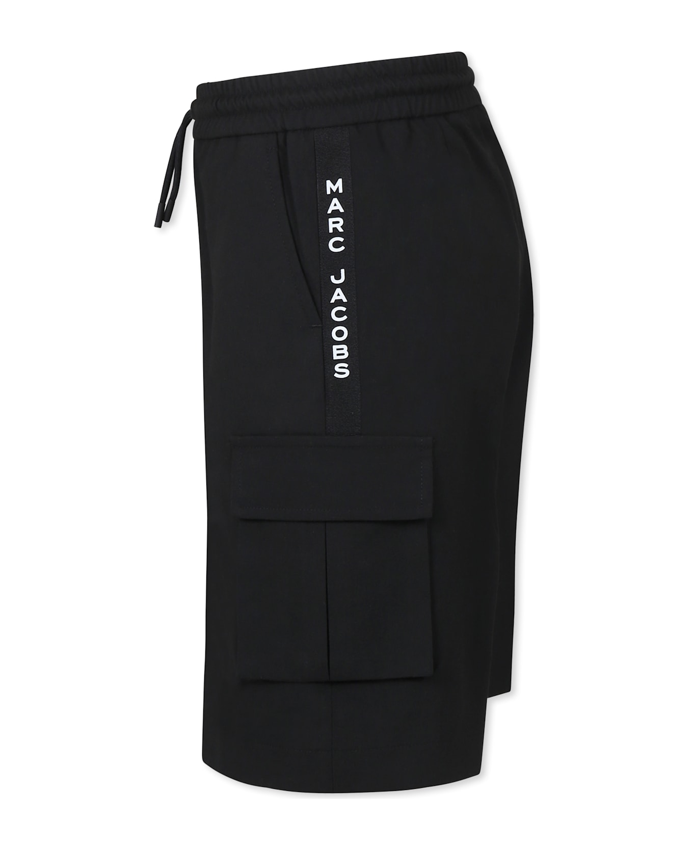 Little Marc Jacobs Black Shorts For Boy With Logo - Black