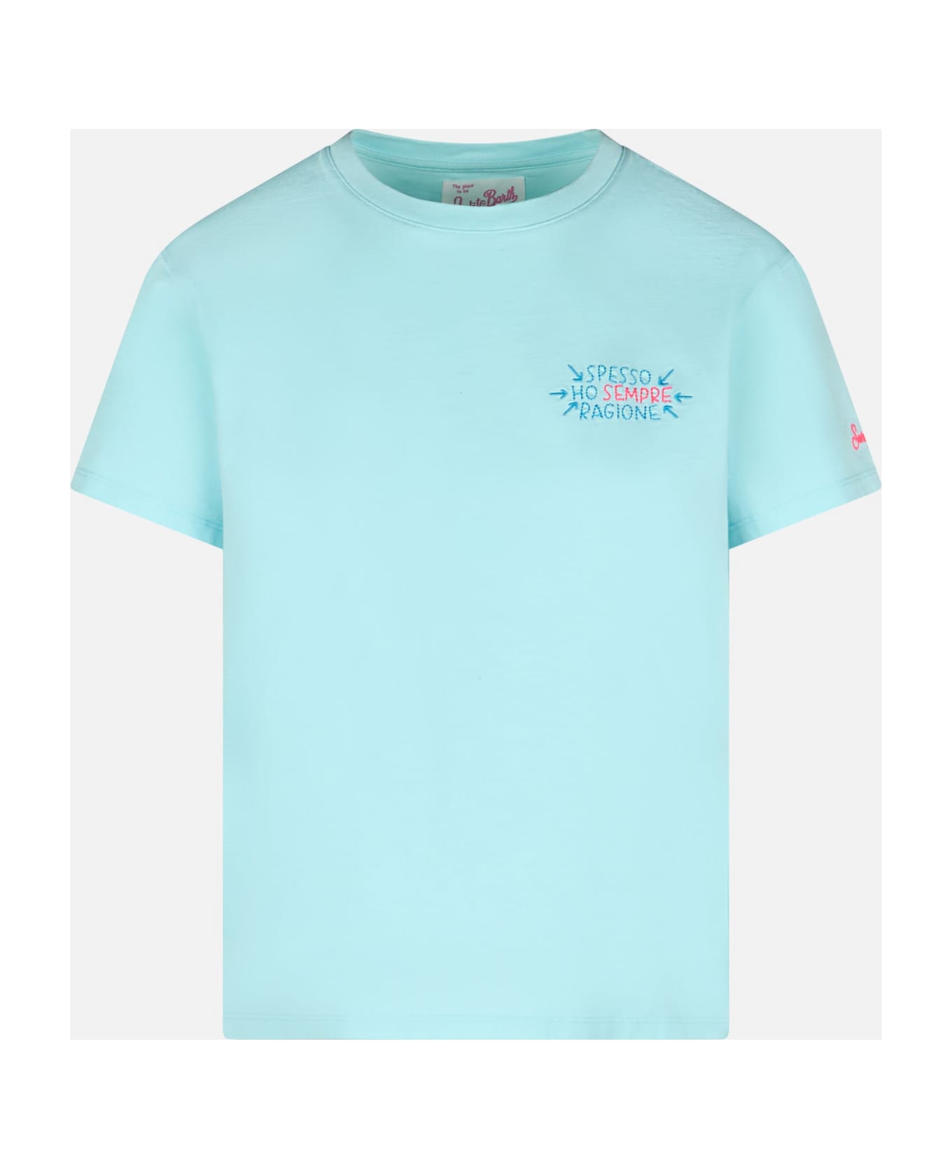 MC2 Saint Barth Woman Cotton Jersey Crewneck T-shirt Emilie With Spesso Ho Sempre Ragione Embroidery | Insulti Luminosi Special Edition - GREEN