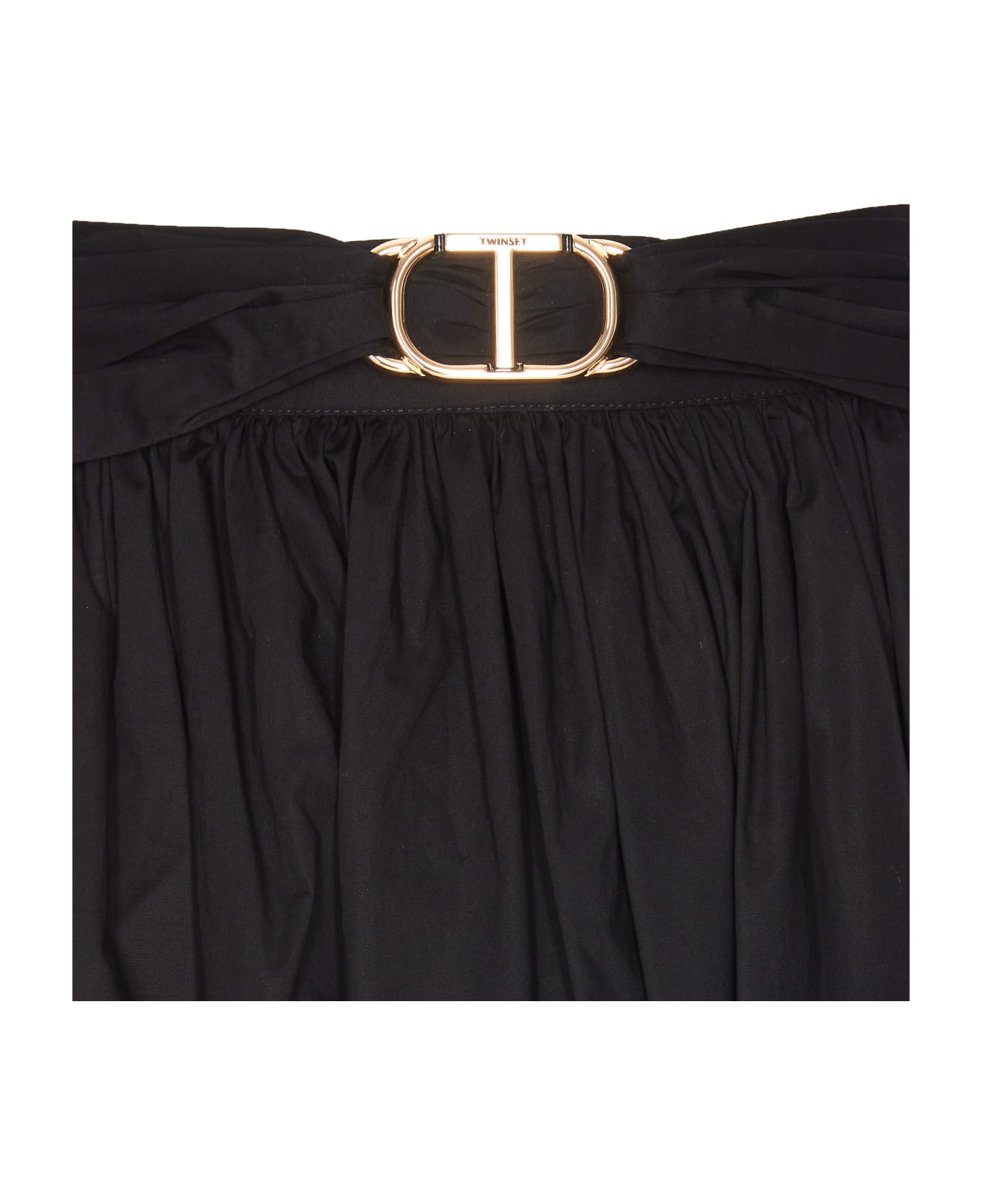 TwinSet Popeline Oval-t Longuette Skirt - Black スカート