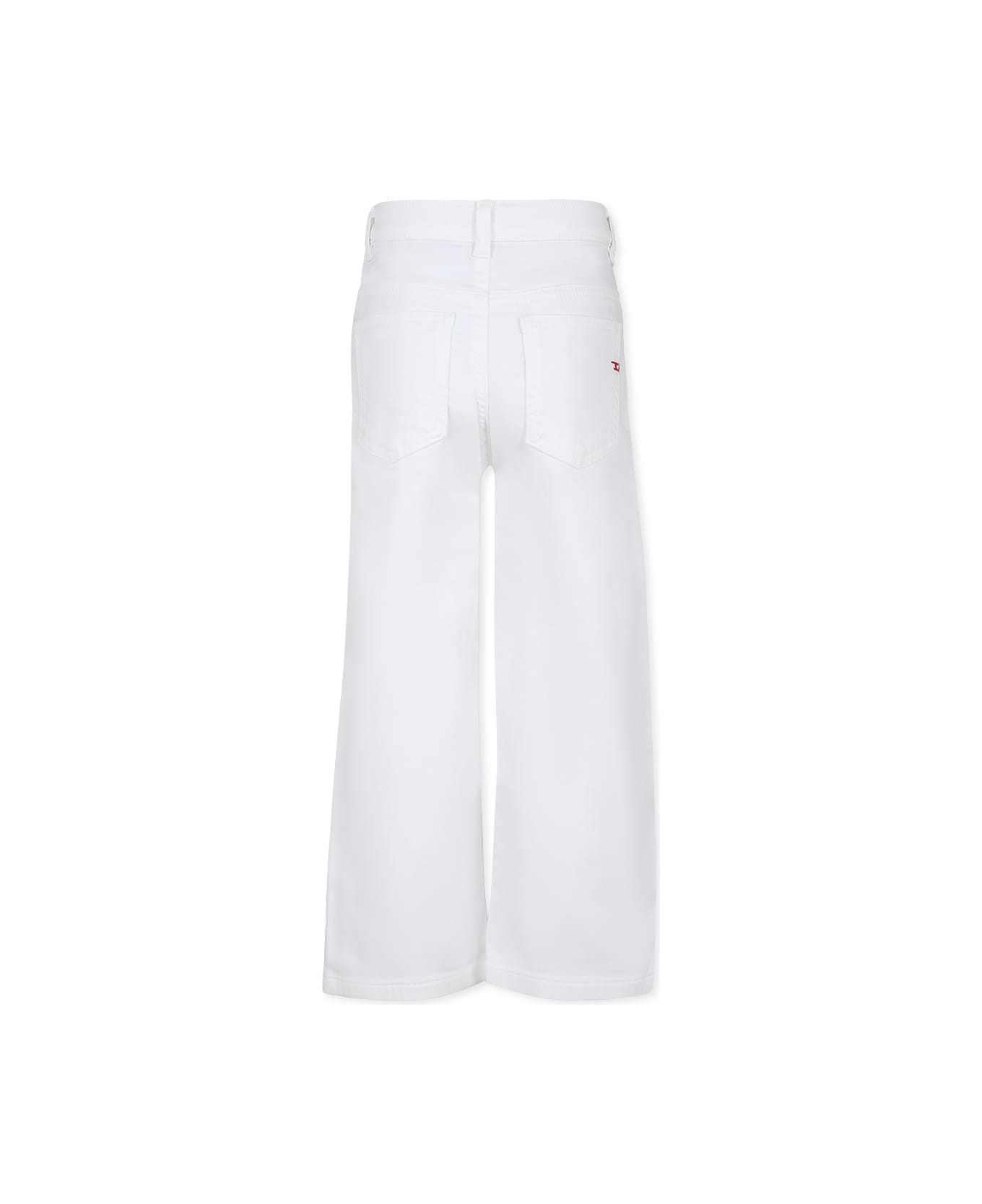 Diesel White Jeans For Girl With Logo - White